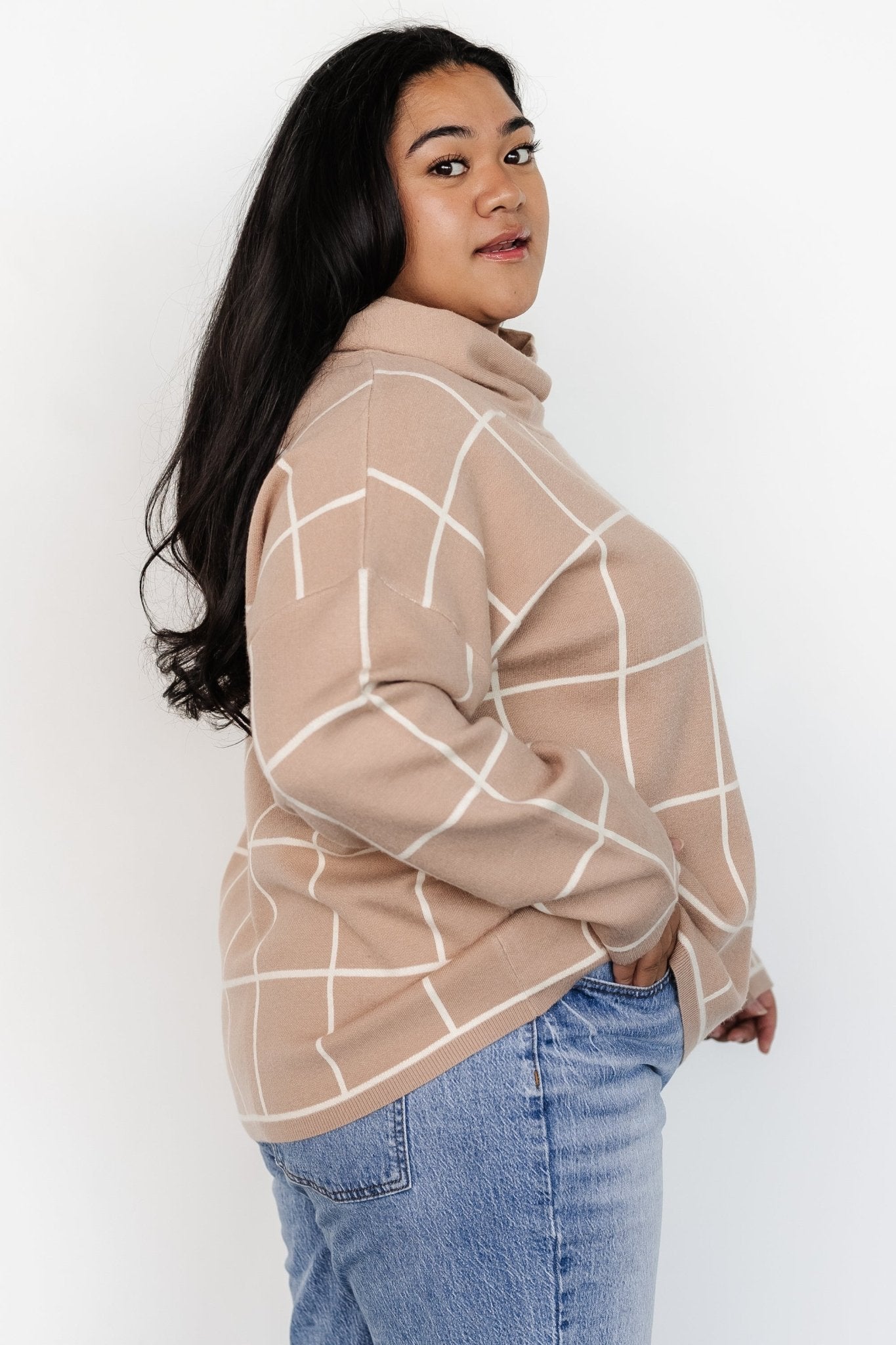 Tahoe Turtleneck Sweater | Taupe + Cream Cheap Best Sale