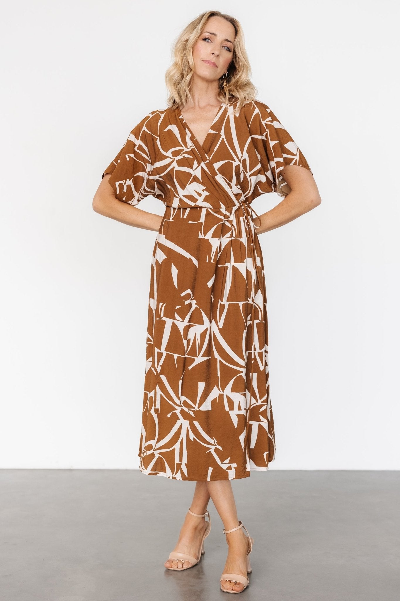 Fantino Faux Wrap Dress | Brown Print For Cheap