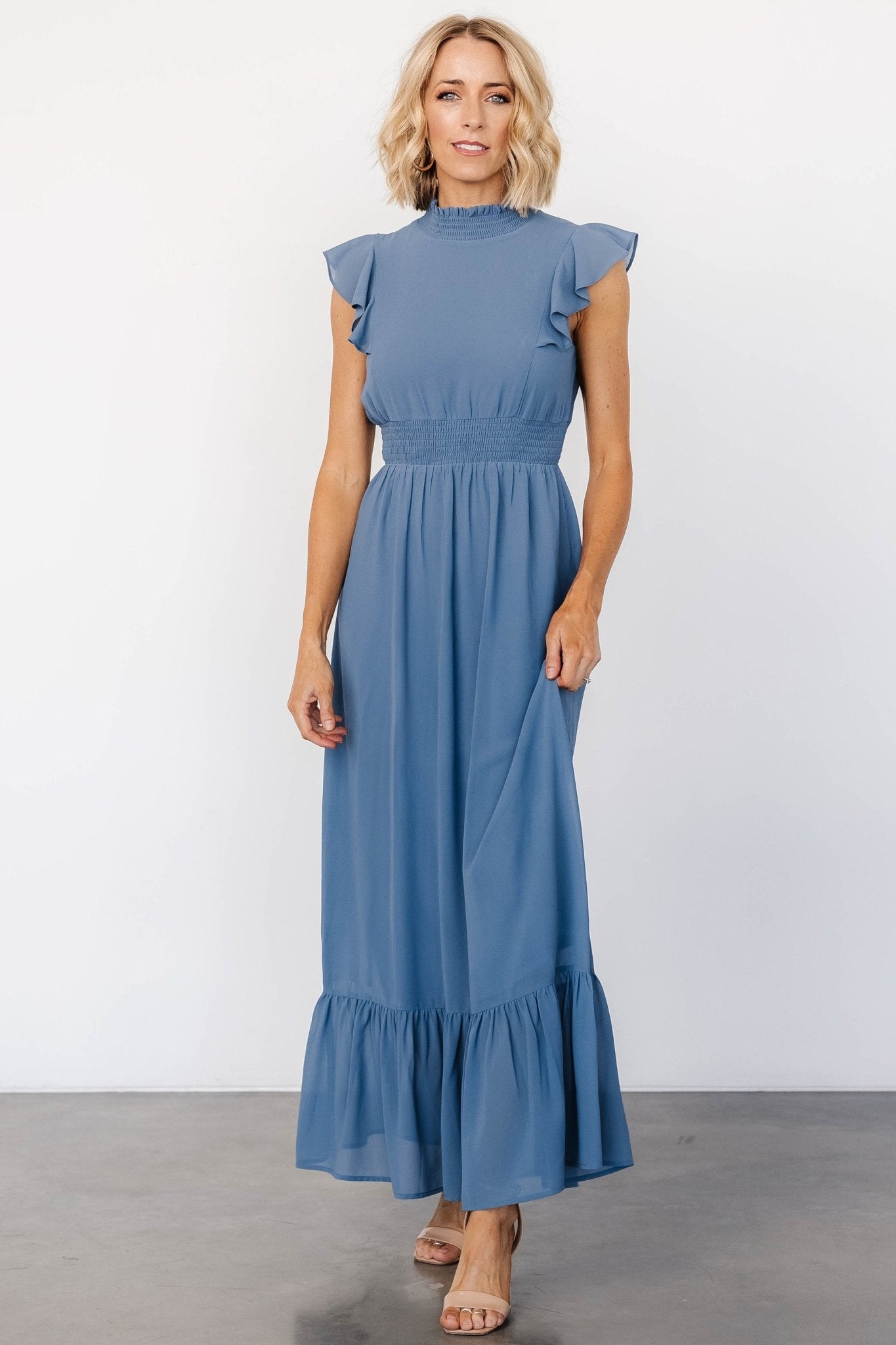 Kearny Ruffle Maxi Dress | Whisper Blue Find Great For Sale