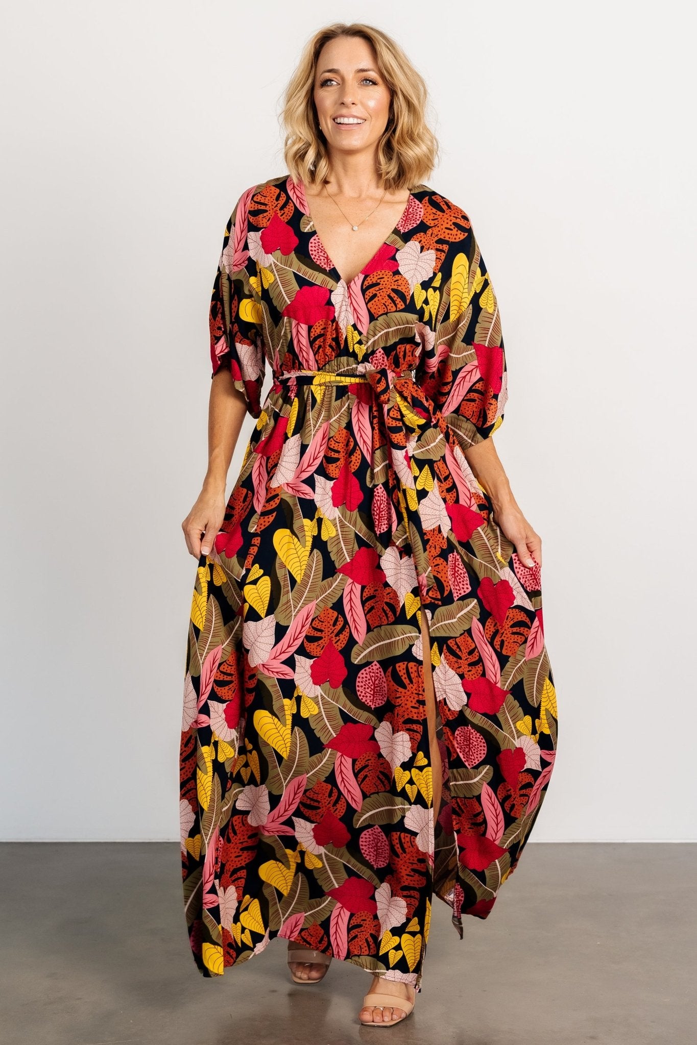 Moira Kimono Maxi Dress | Navy Multi Print 100% Authentic For Sale