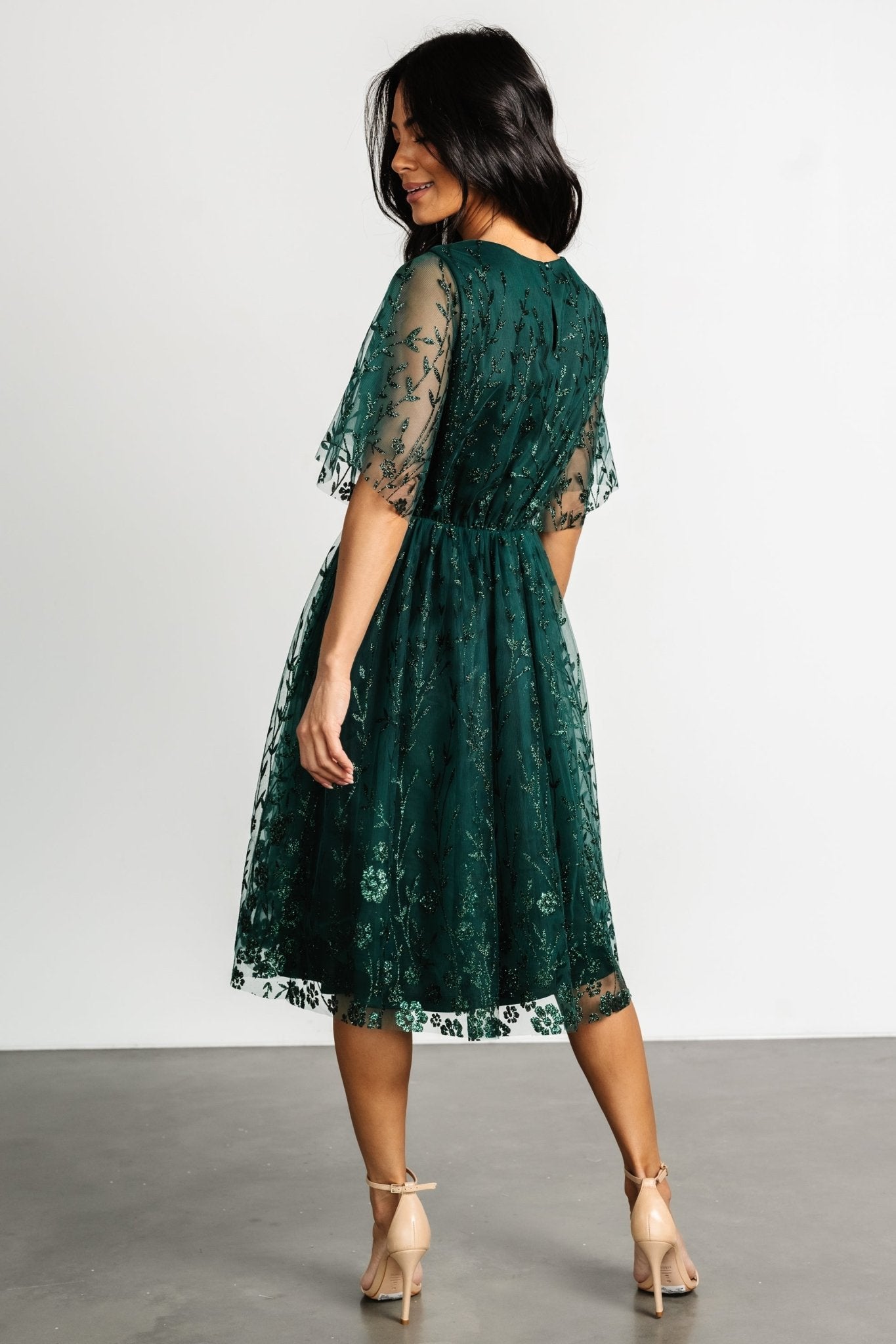 Duchess Tulle Dress | Dark Green Sparkle Outlet Online Shop