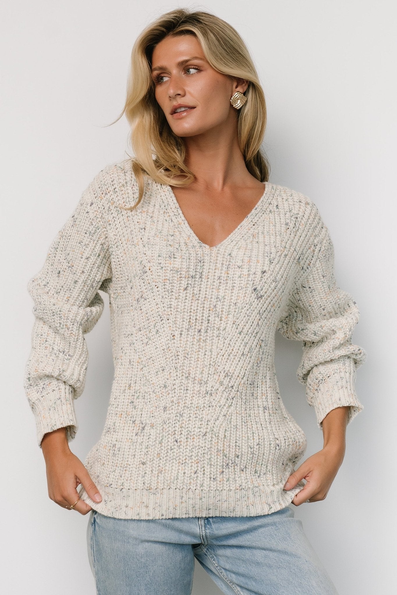 Rosie Knit Sweater | Ivory + Blue Multi Free Shipping Tumblr