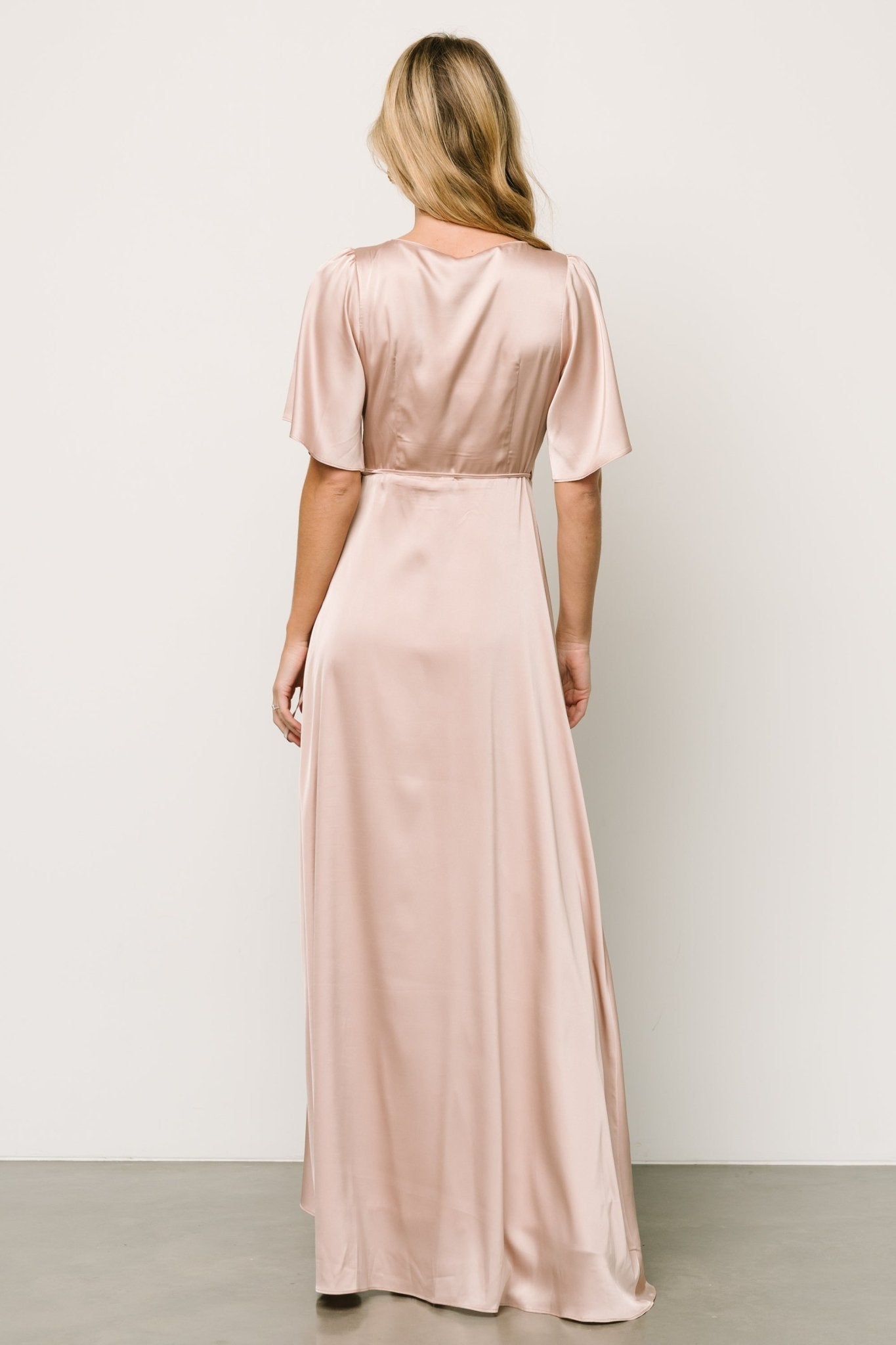 Vara Satin Maxi Wrap Dress | Champagne Cheap Original