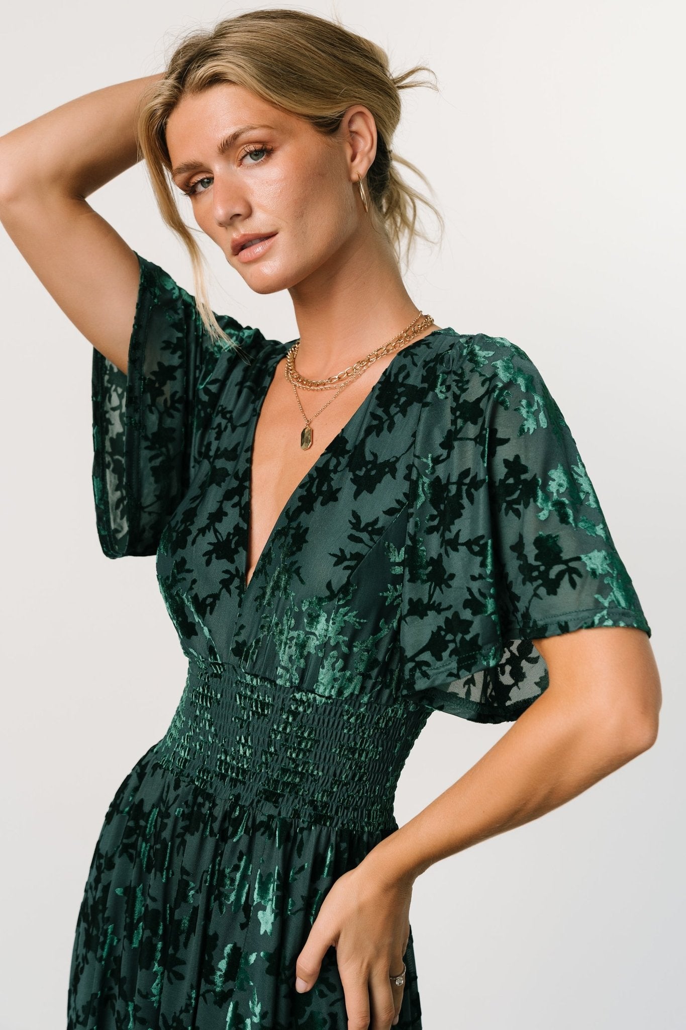 Veronica Velvet Maxi Dress | Green Discount Supply