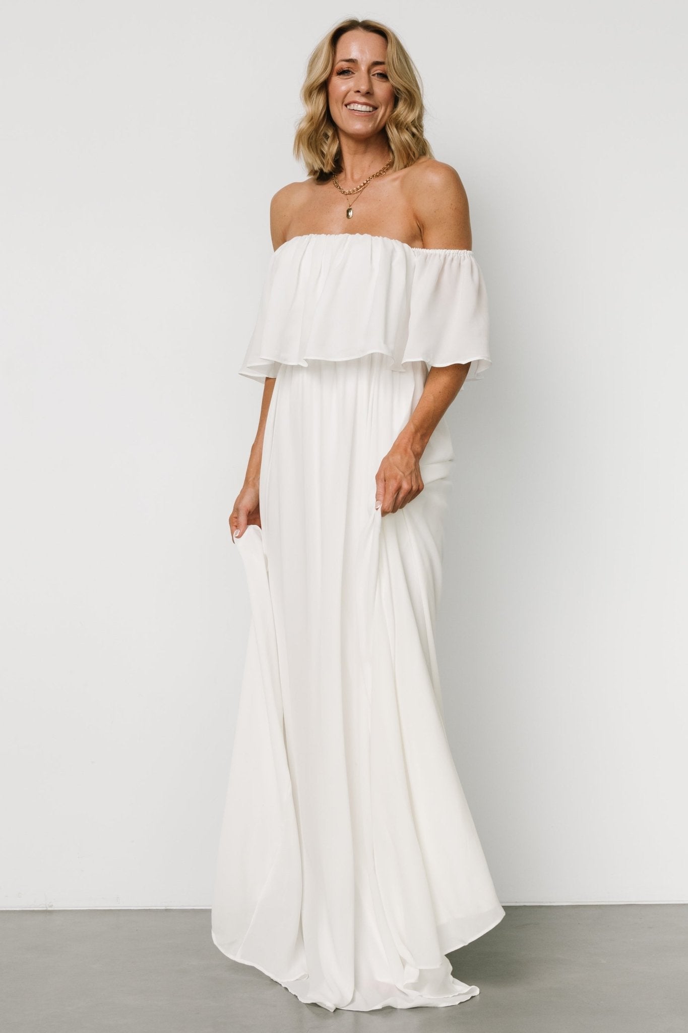 Diana Off Shoulder Maxi Dress | Off White Discount Big Sale