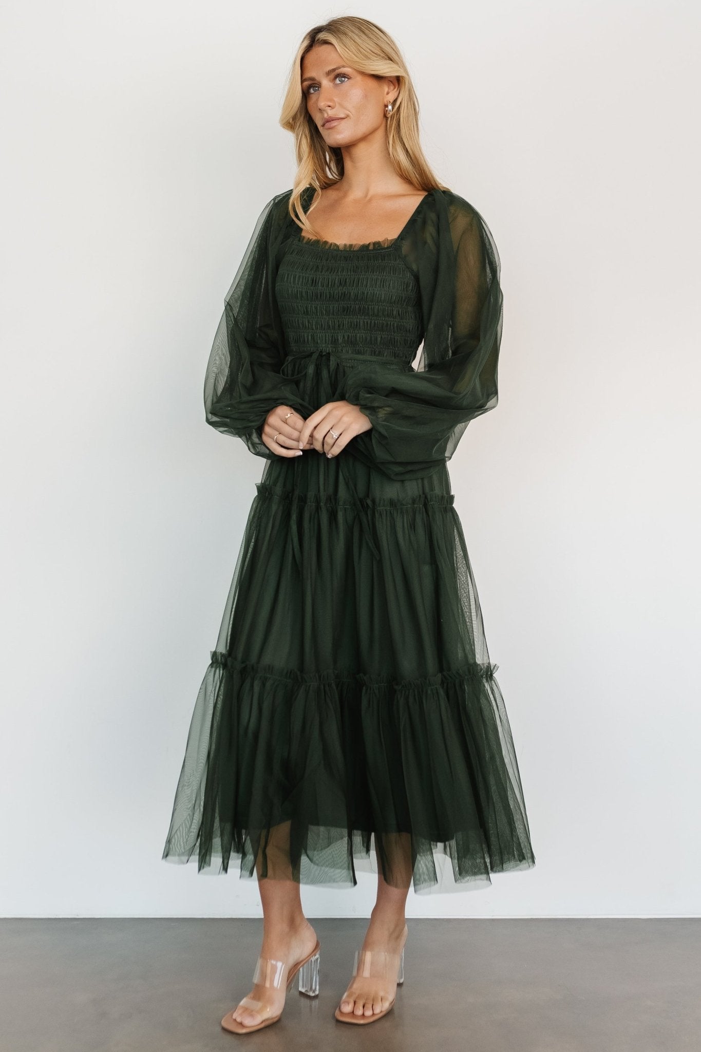 Katrina Tulle Maxi Dress | Dark Green Collections