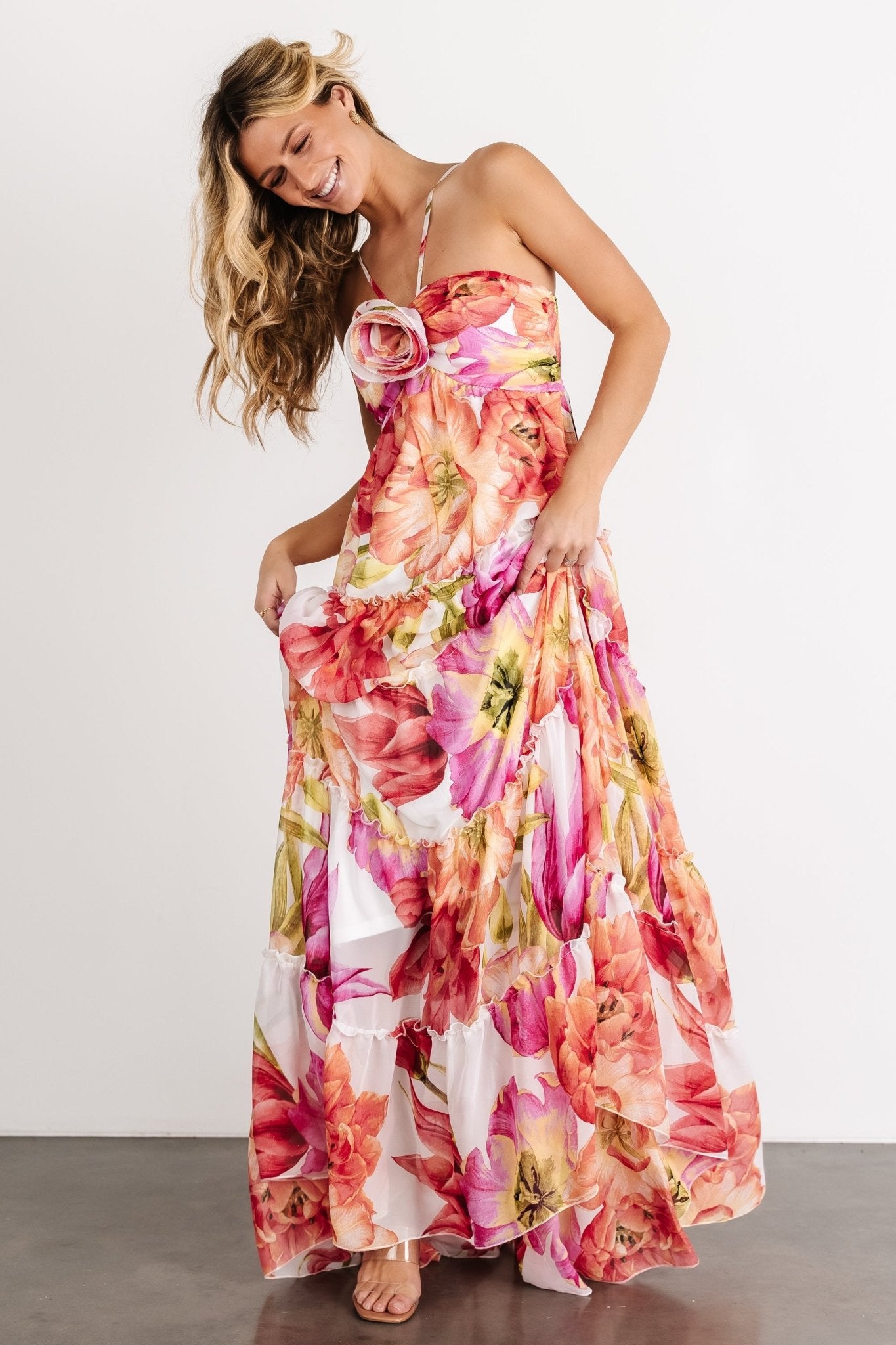 Charmaine Maxi Dress | Pink + Red Floral Cheap Sale Wiki