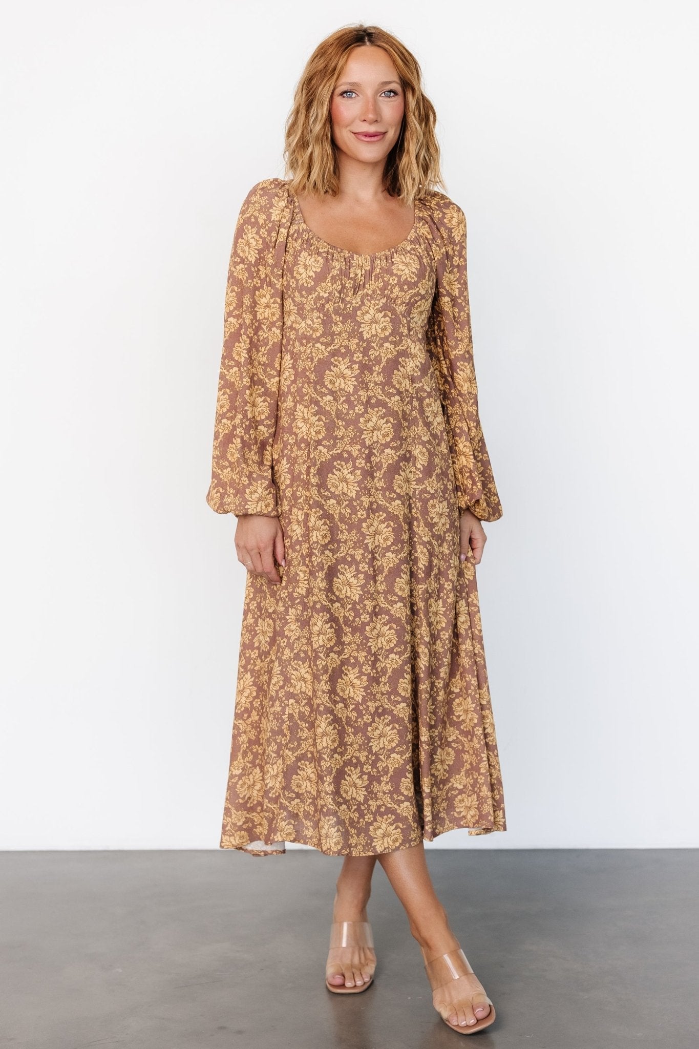 McKinney Dress | Brown + Gold Floral Clearance Get To Buy