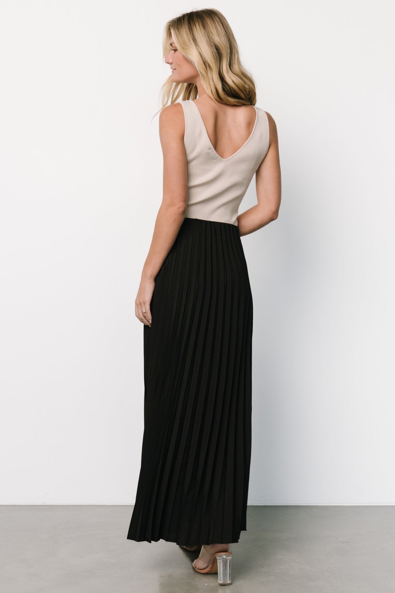 Vinny Pleated Maxi Skirt | Black Discount Wide Range Of