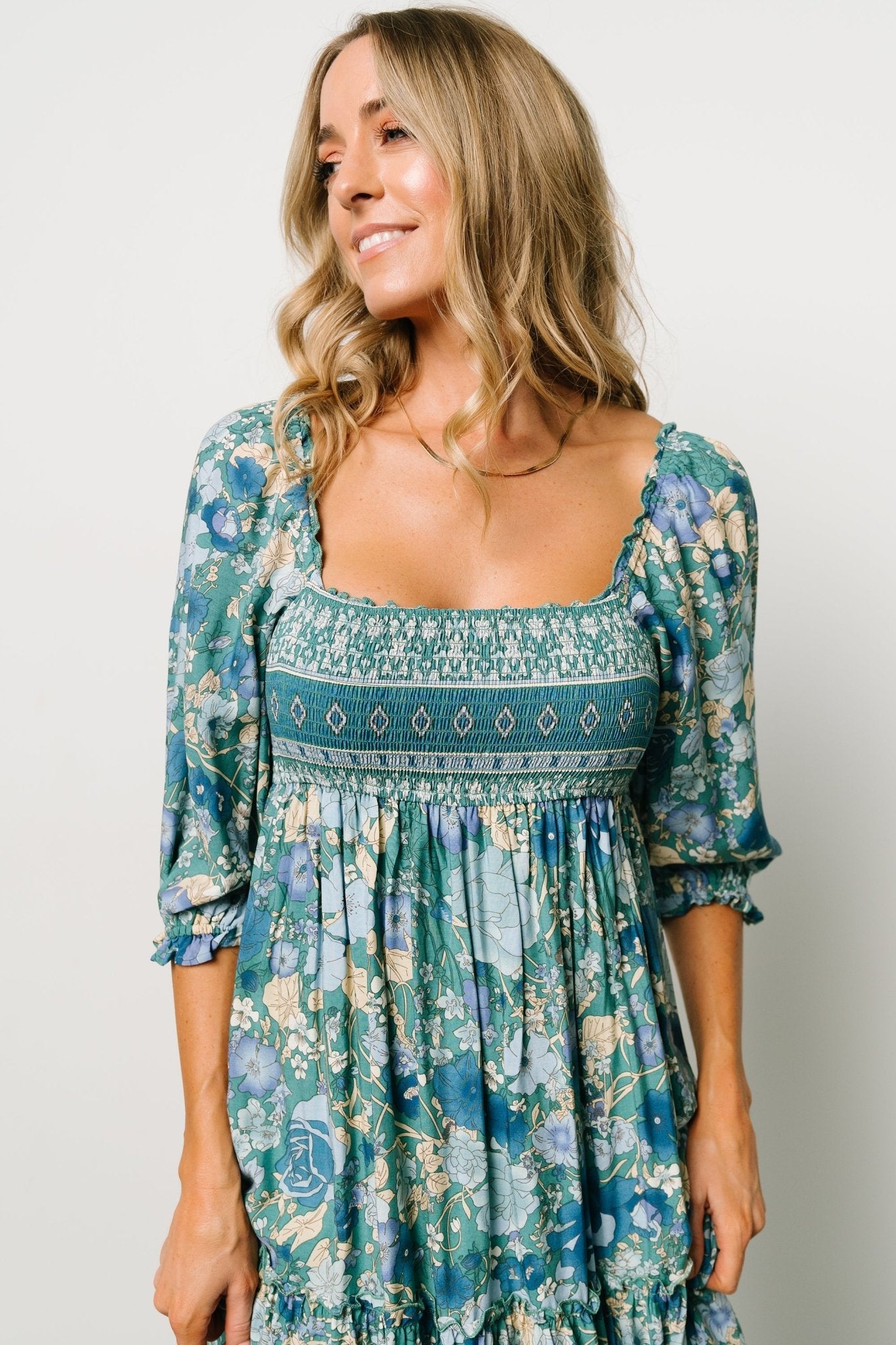 Shanna Tiered Dress | Emerald Multi Cheap Pice