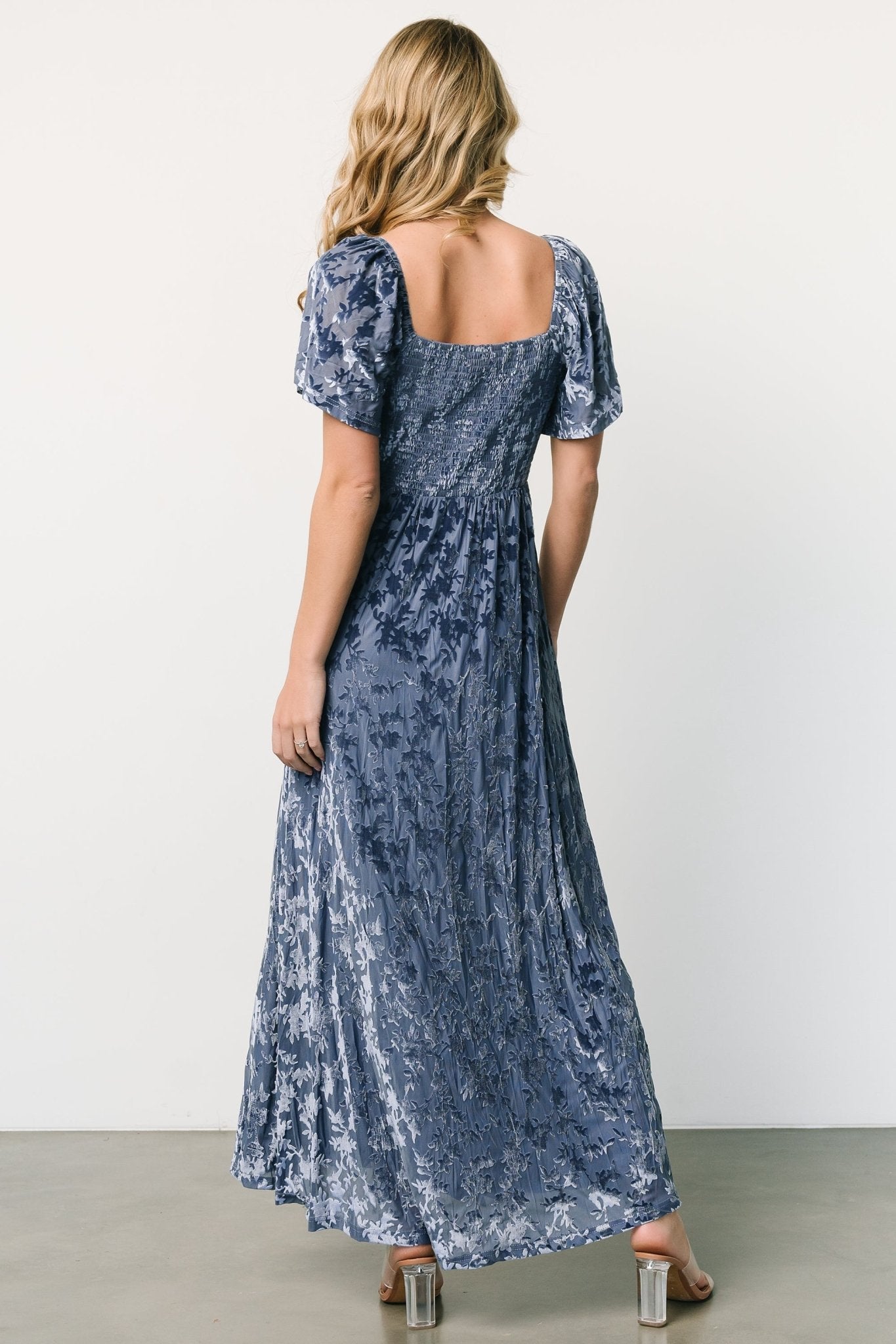 Everley Velvet Maxi Dress | Whisper Blue Buy Cheap Manchester Great Sale