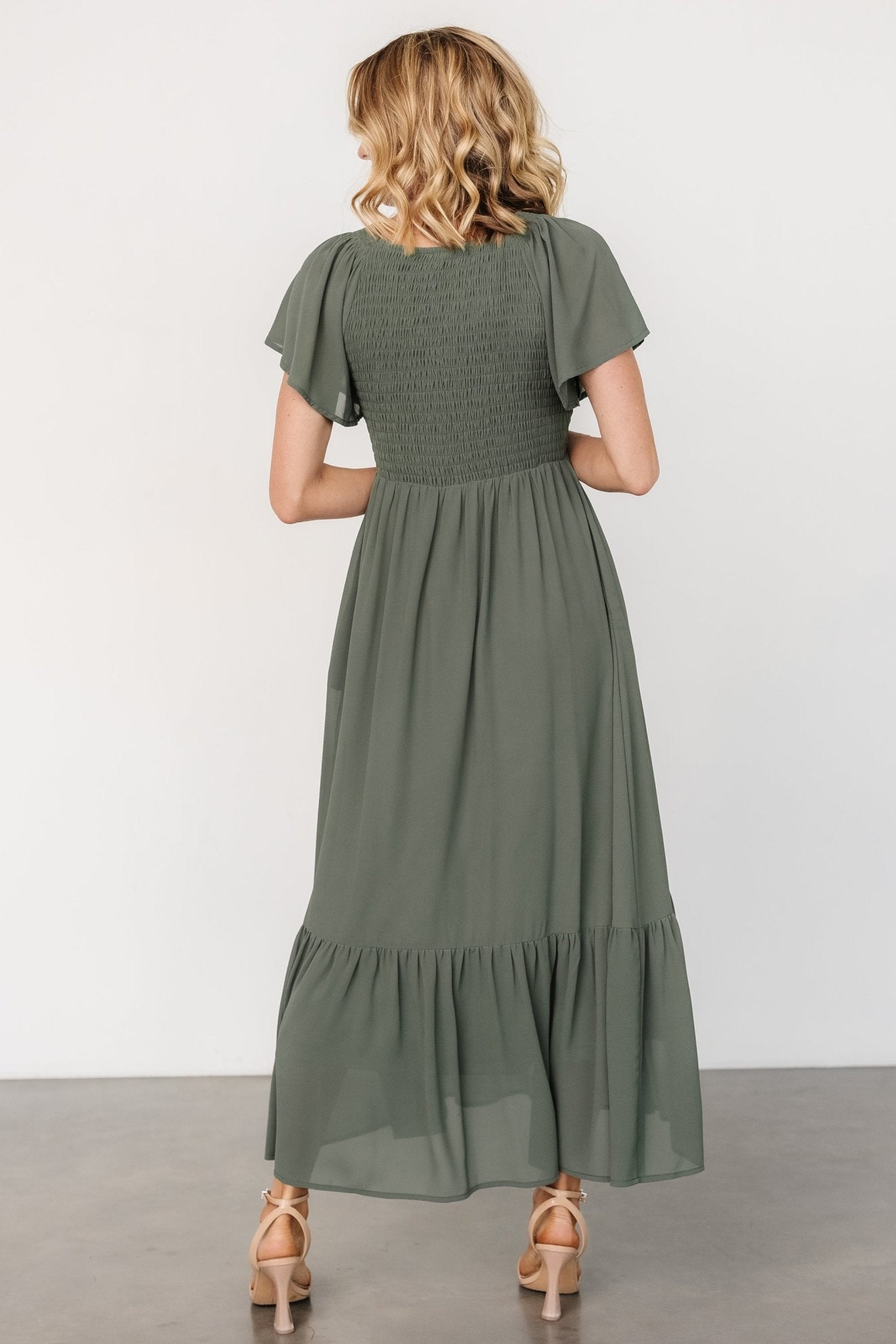 Monica Smocked Dress | Dark Sage Buy Cheap Buy