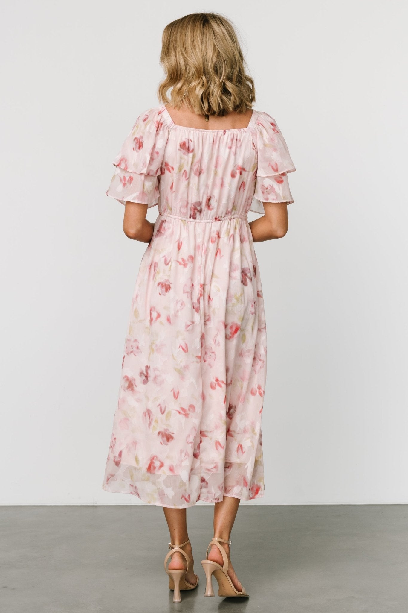 Flora Midi Dress | Blush Print Cheap 100% Authentic