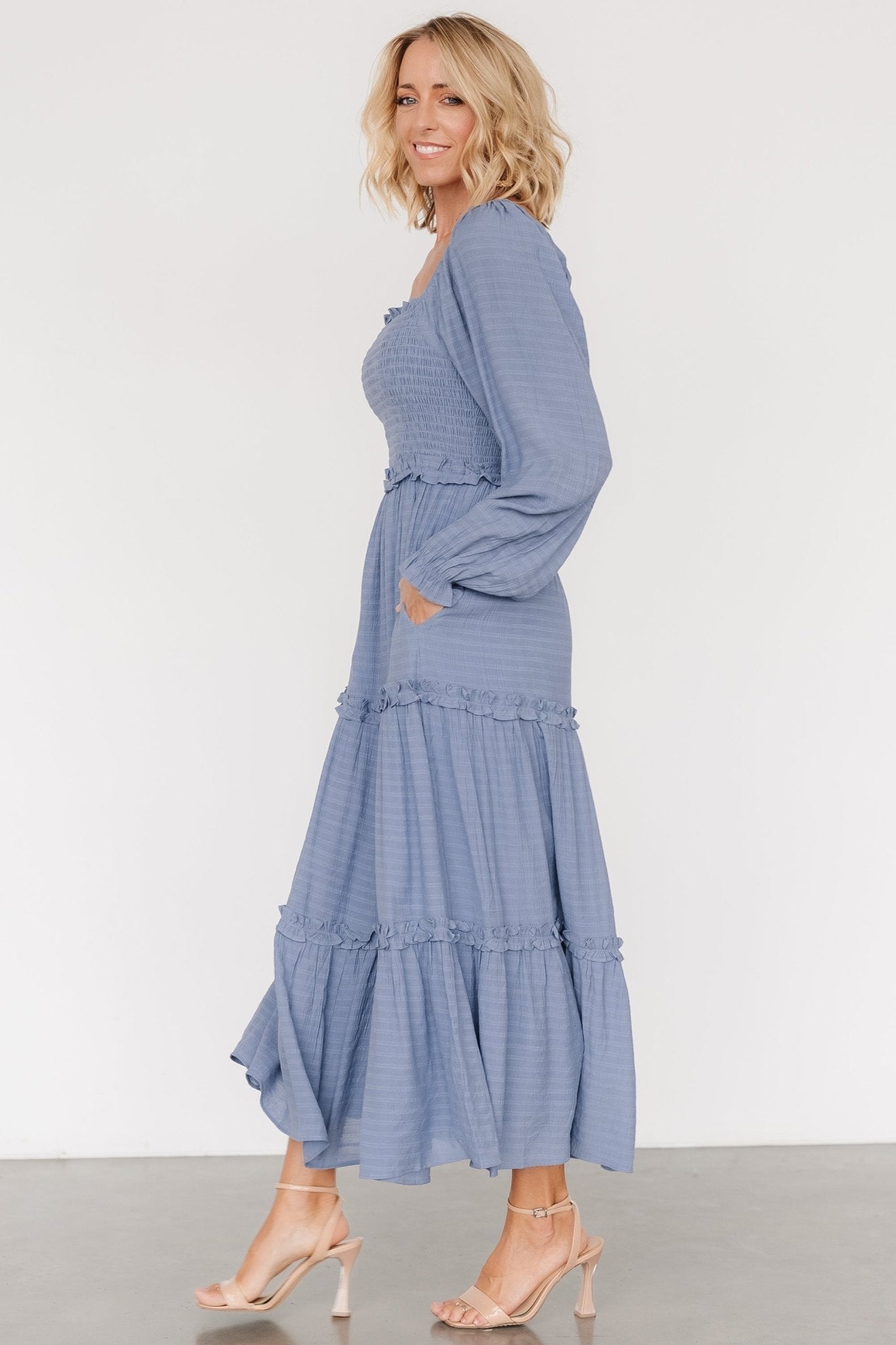 Rowan Tiered Dress | Slate Blue Real Cheap Online