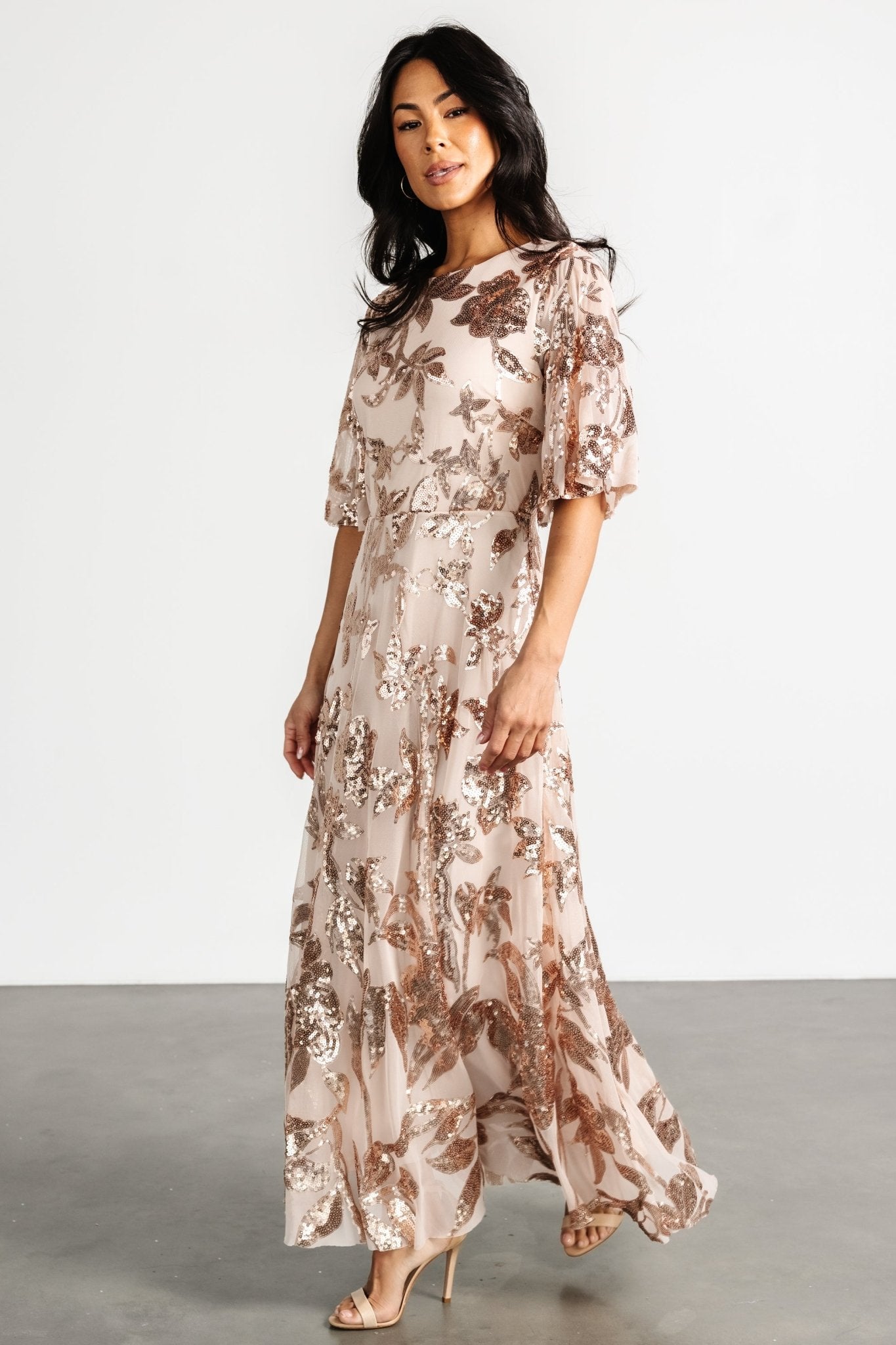 Lucy Sequin Dress | Rose Gold Discount Authentic