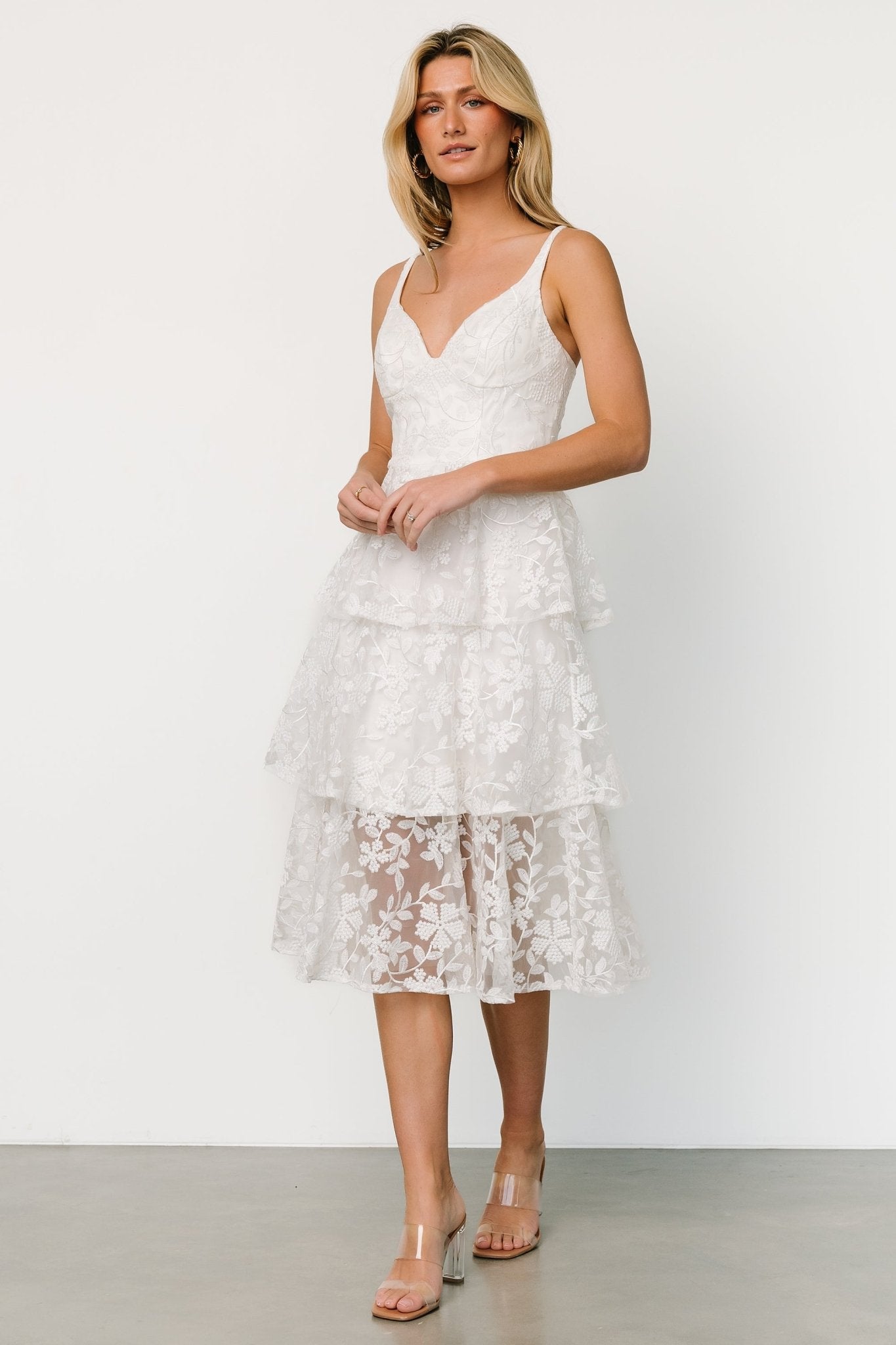 Giavanna Tiered Midi Dress | Off White Cheap Pice Cost