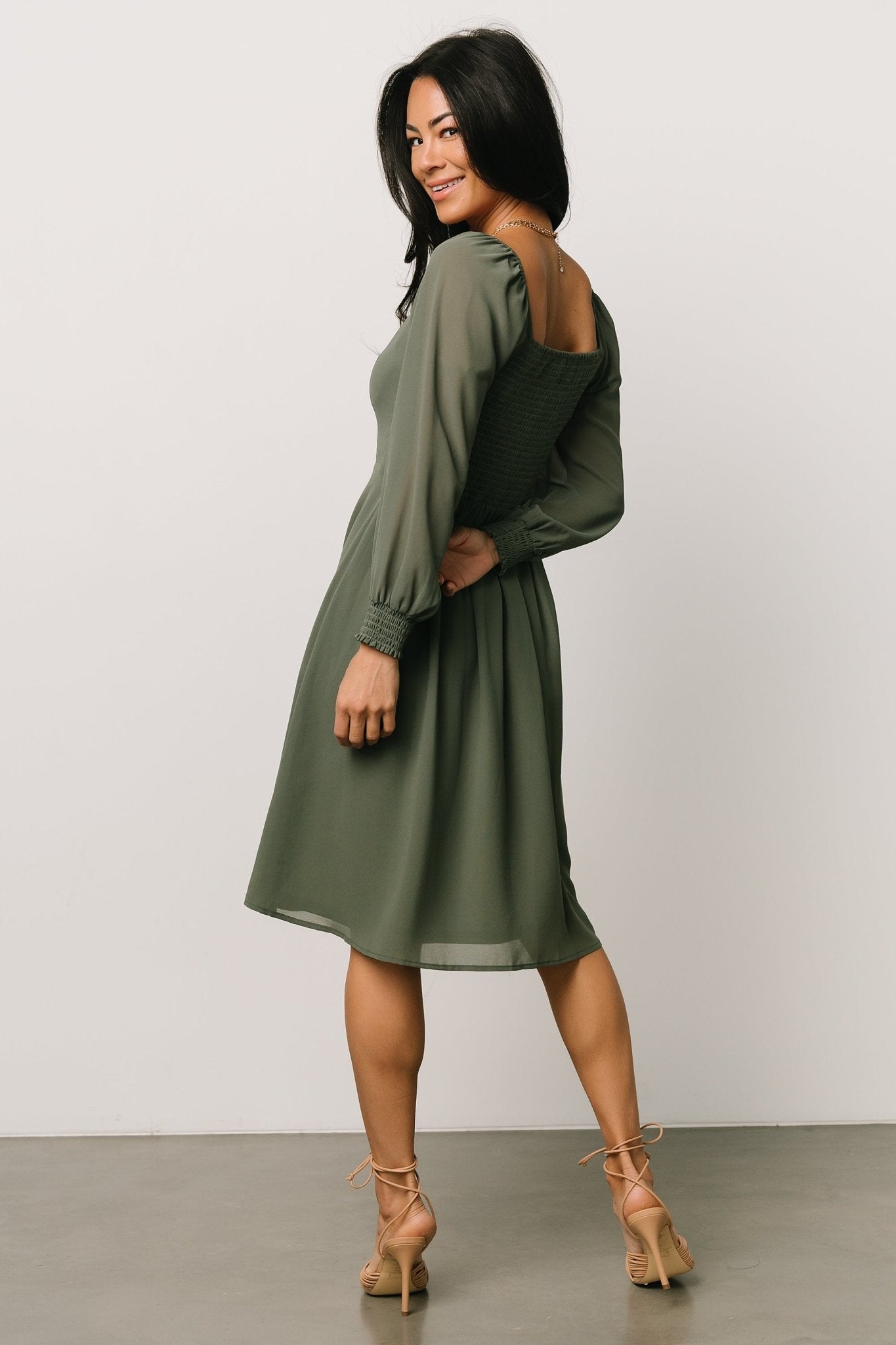 Elise Short Dress | Dark Sage Cheap Sale Lowest Pice