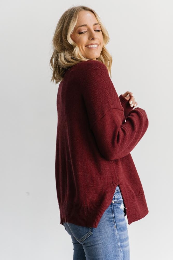 Collins Knit Sweater | Burgundy Cheap Manchester Great Sale