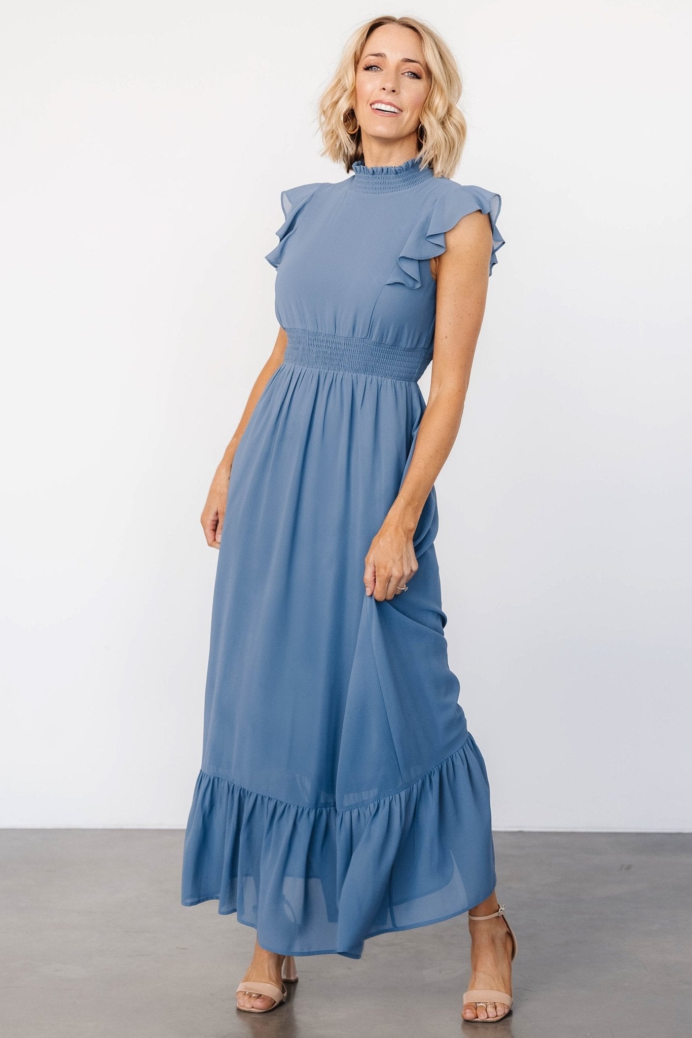 Kearny Ruffle Maxi Dress | Whisper Blue Find Great For Sale