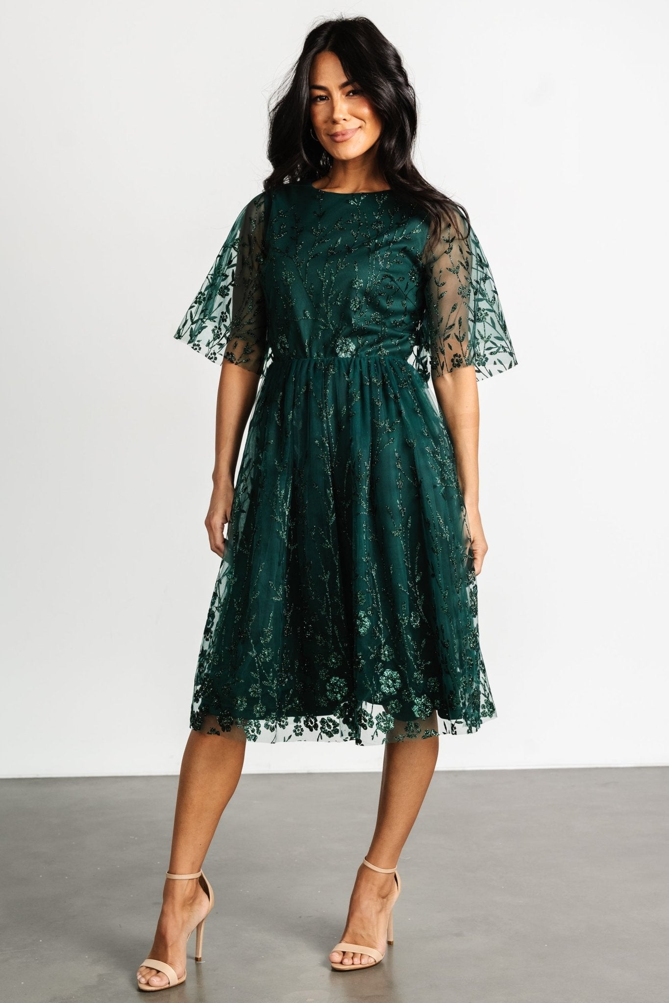 Duchess Tulle Dress | Dark Green Sparkle Outlet Online Shop