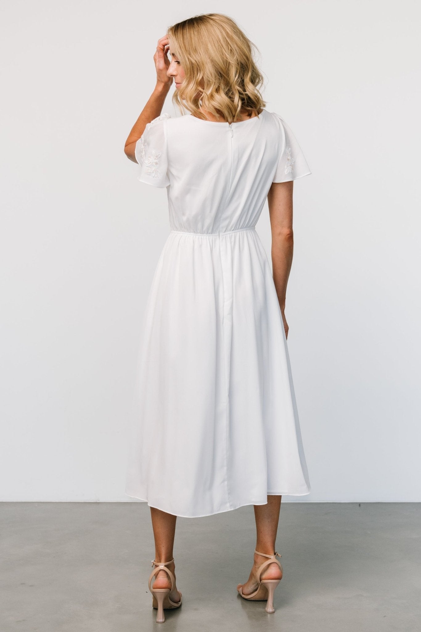 Swan Bead Embroidered Midi Dress | Off White Discount Reliable