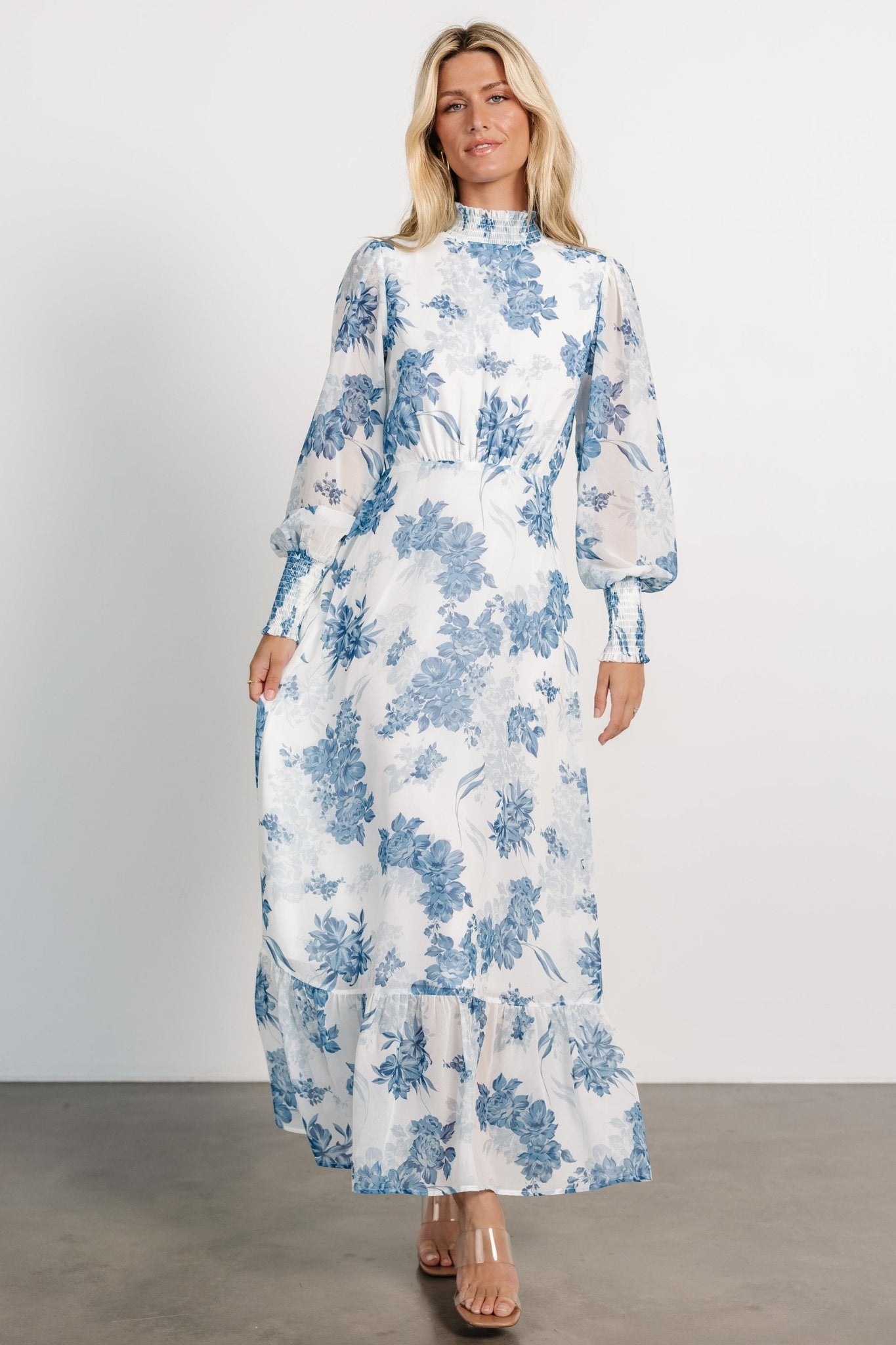 Luciana Maxi Dress | Off White + Blue Discount 2025 New