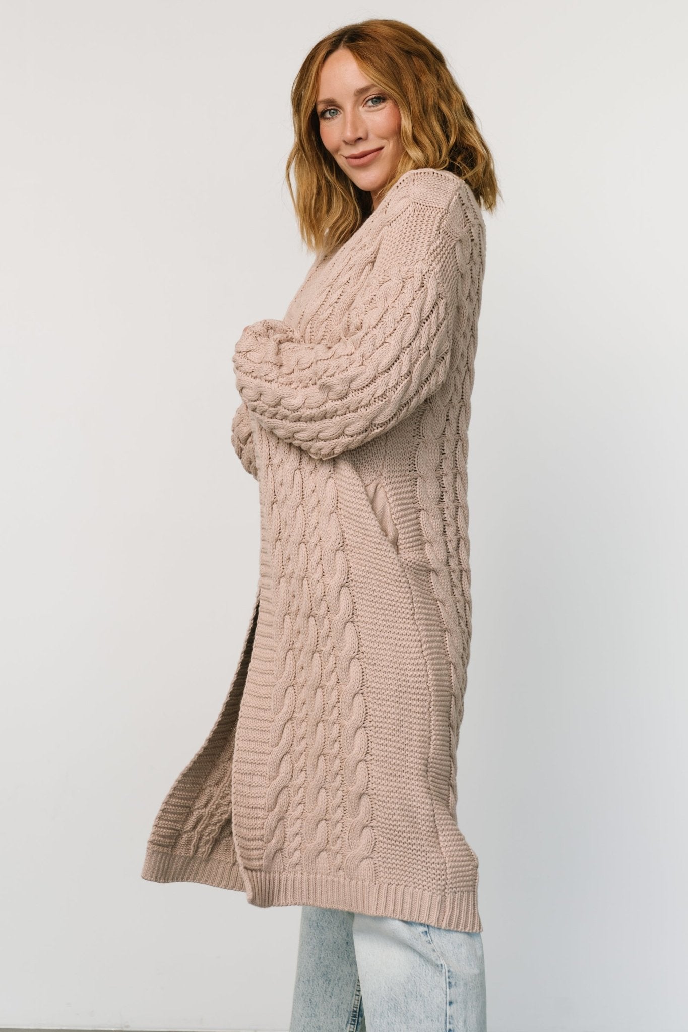 Kristen Cable Knit Cardigan | Taupe Cheap Sale Footlocker Finishline