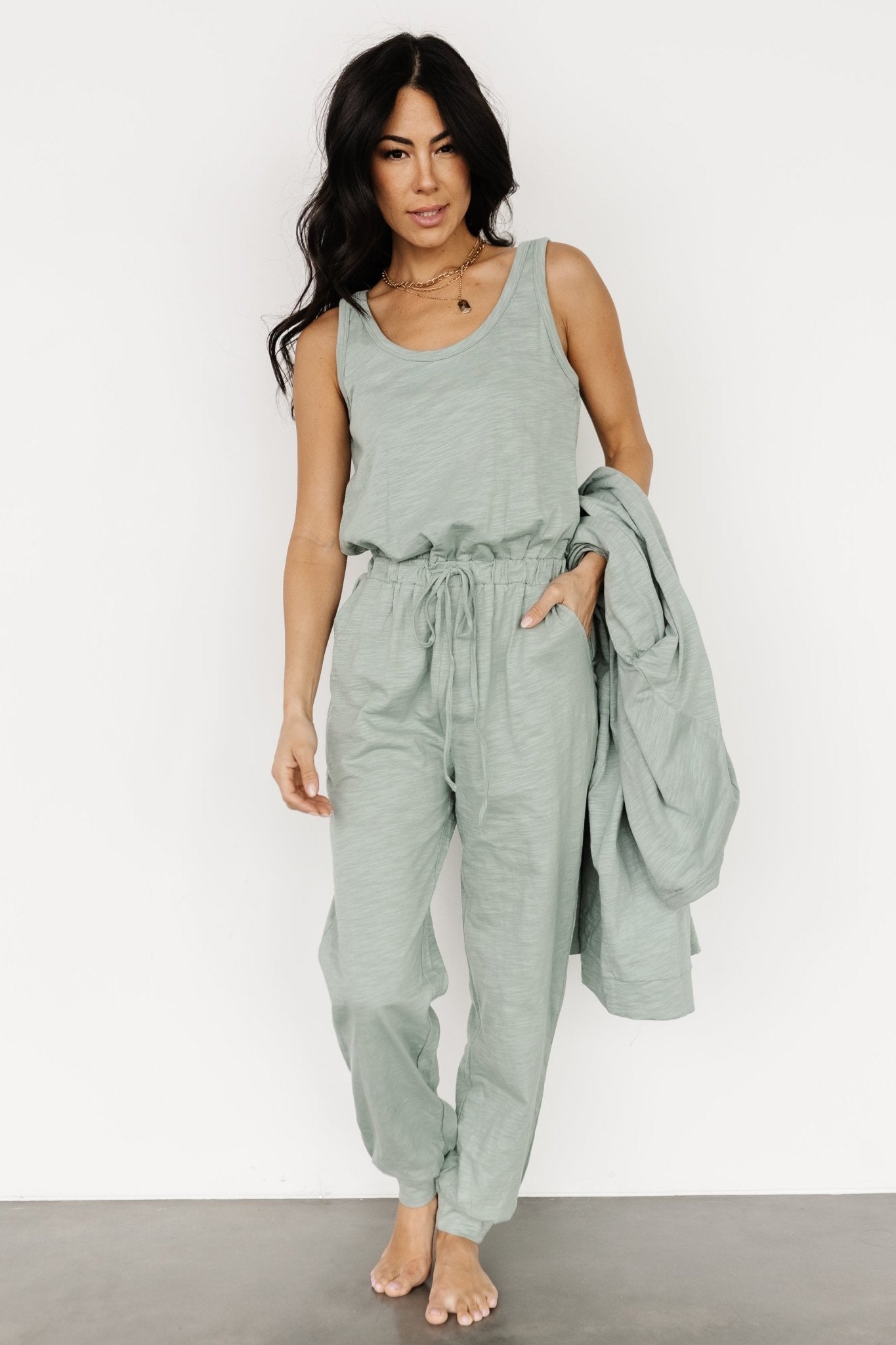 Janae Jumpsuit + Cardigan Set | Sage Outlet Top Quality