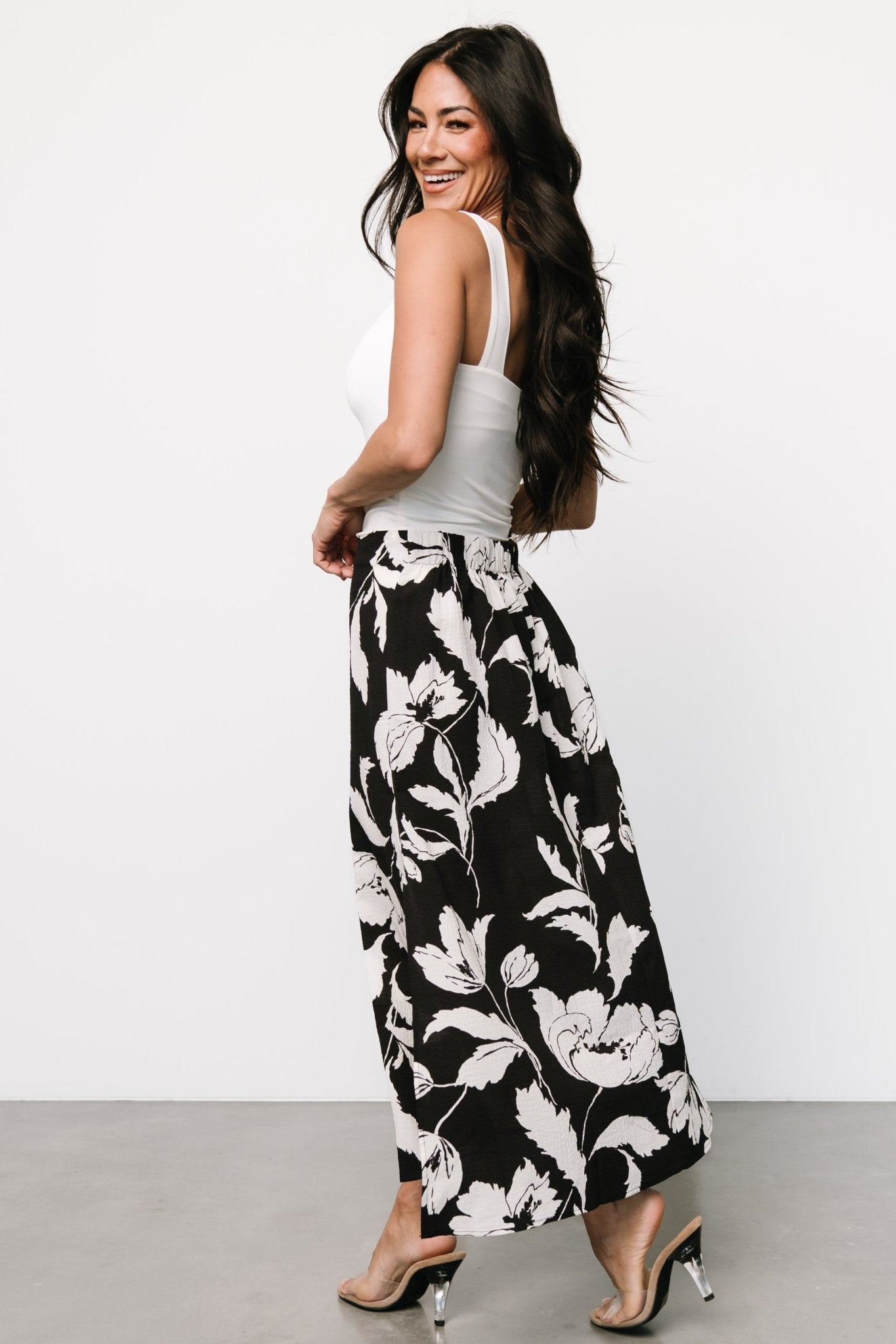 Osaka Midi Skirt | Black + White Floral Outlet Locations Cheap Pice