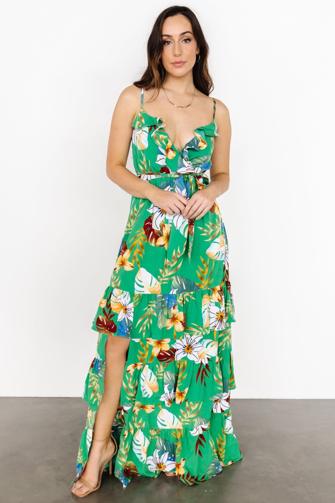 Dolores Ruffle Maxi Dress | Green Multi Discount 2025 New