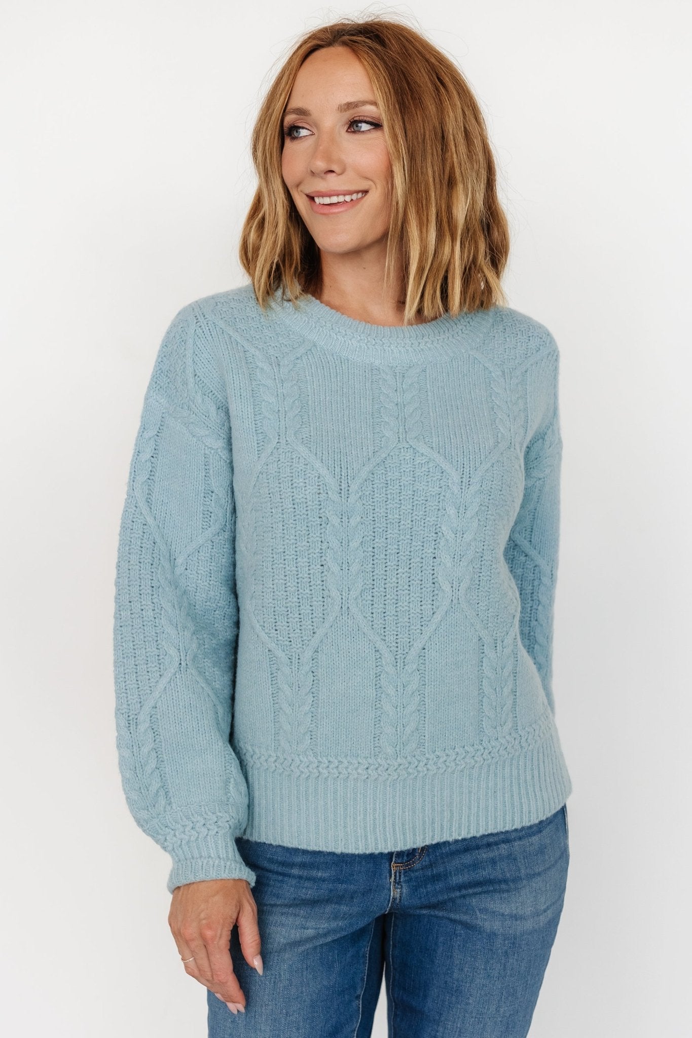 Sheffield Knit Sweater | Light Blue Outlet Clearance Store