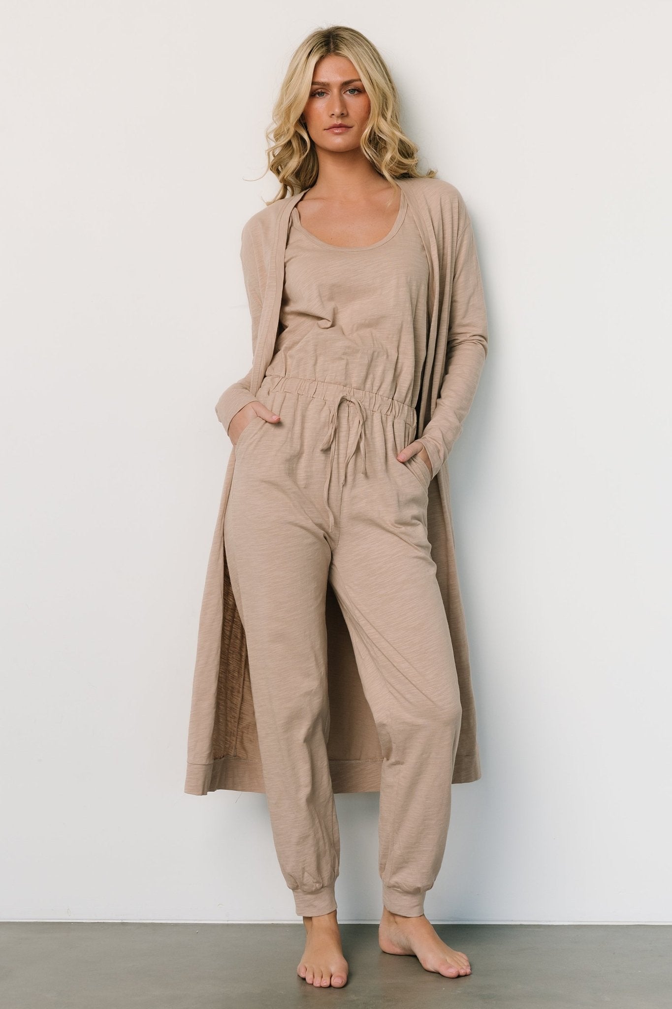 Janae Jumpsuit + Cardigan Set | Oatmeal Free Shipping Online