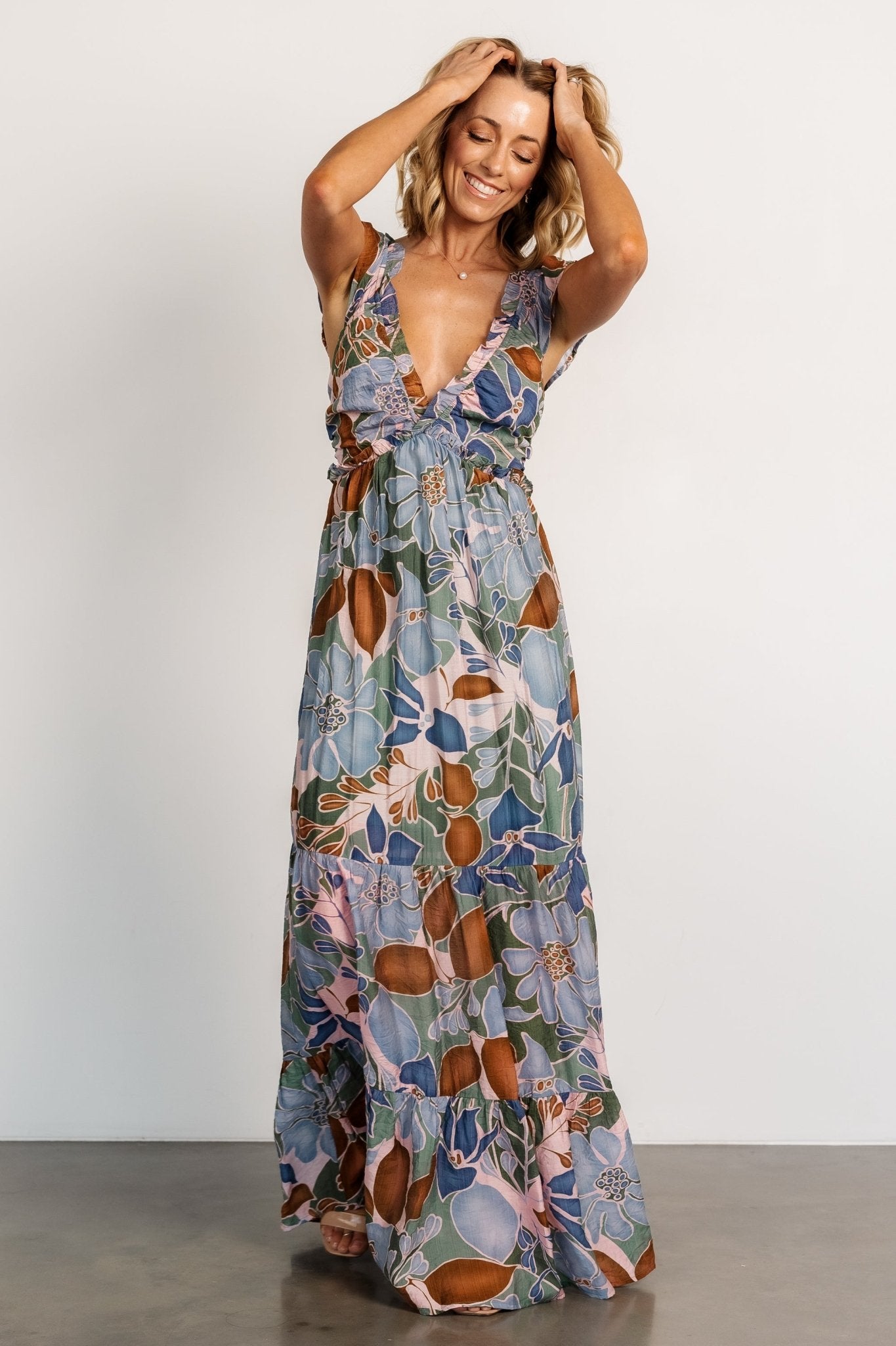 Nylah Back Tie Maxi Dress | Blue Multi For Sale Official Site