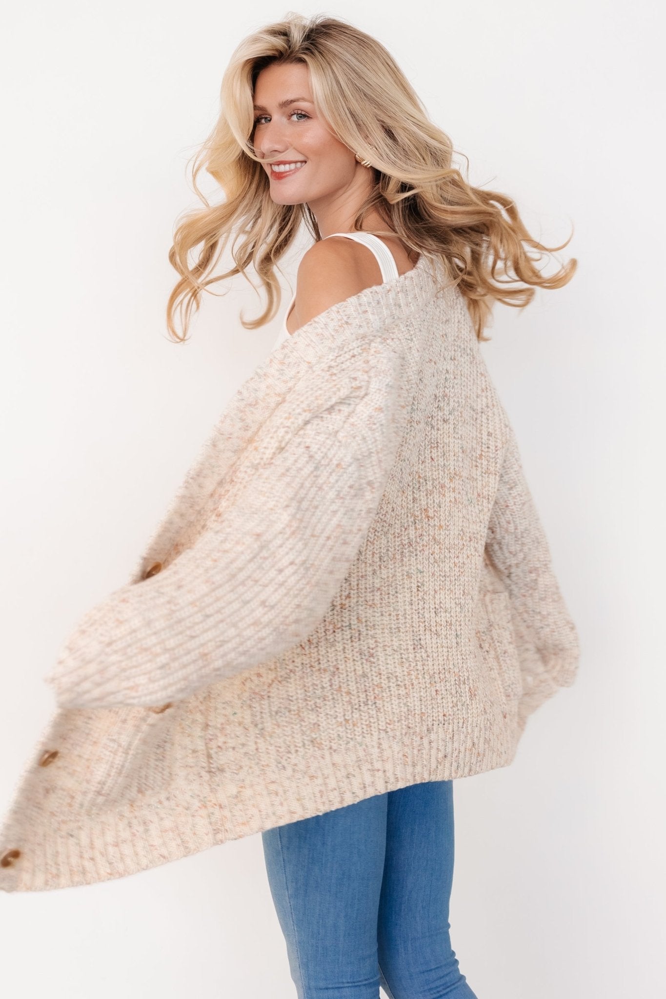 Phillis Chunky Knit Cardigan | Oatmeal Multi Clearance Online Online