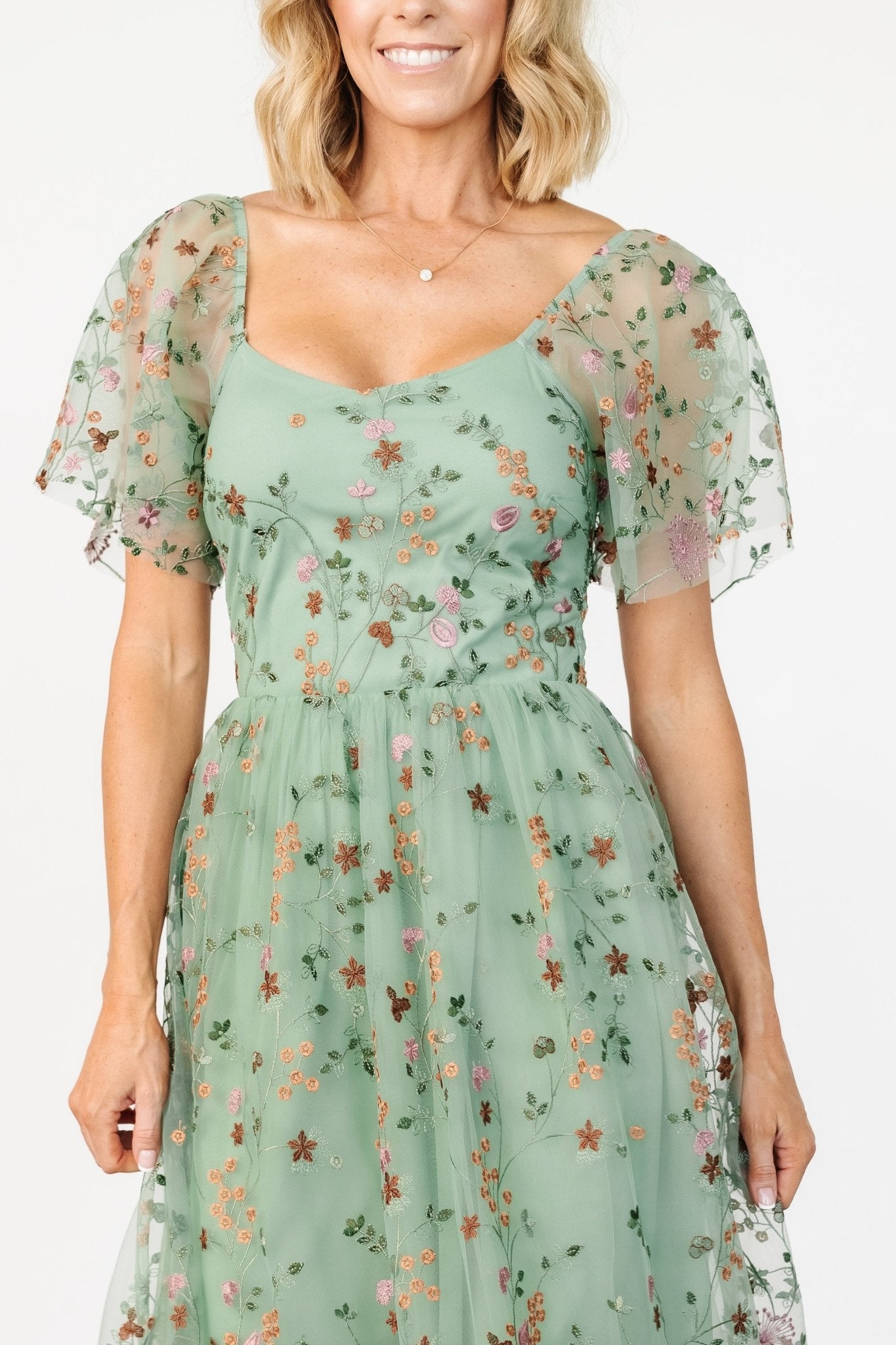 Gwyneth Tulle Midi Dress | Eucalyptus Floral Many Kinds Of Cheap Pice