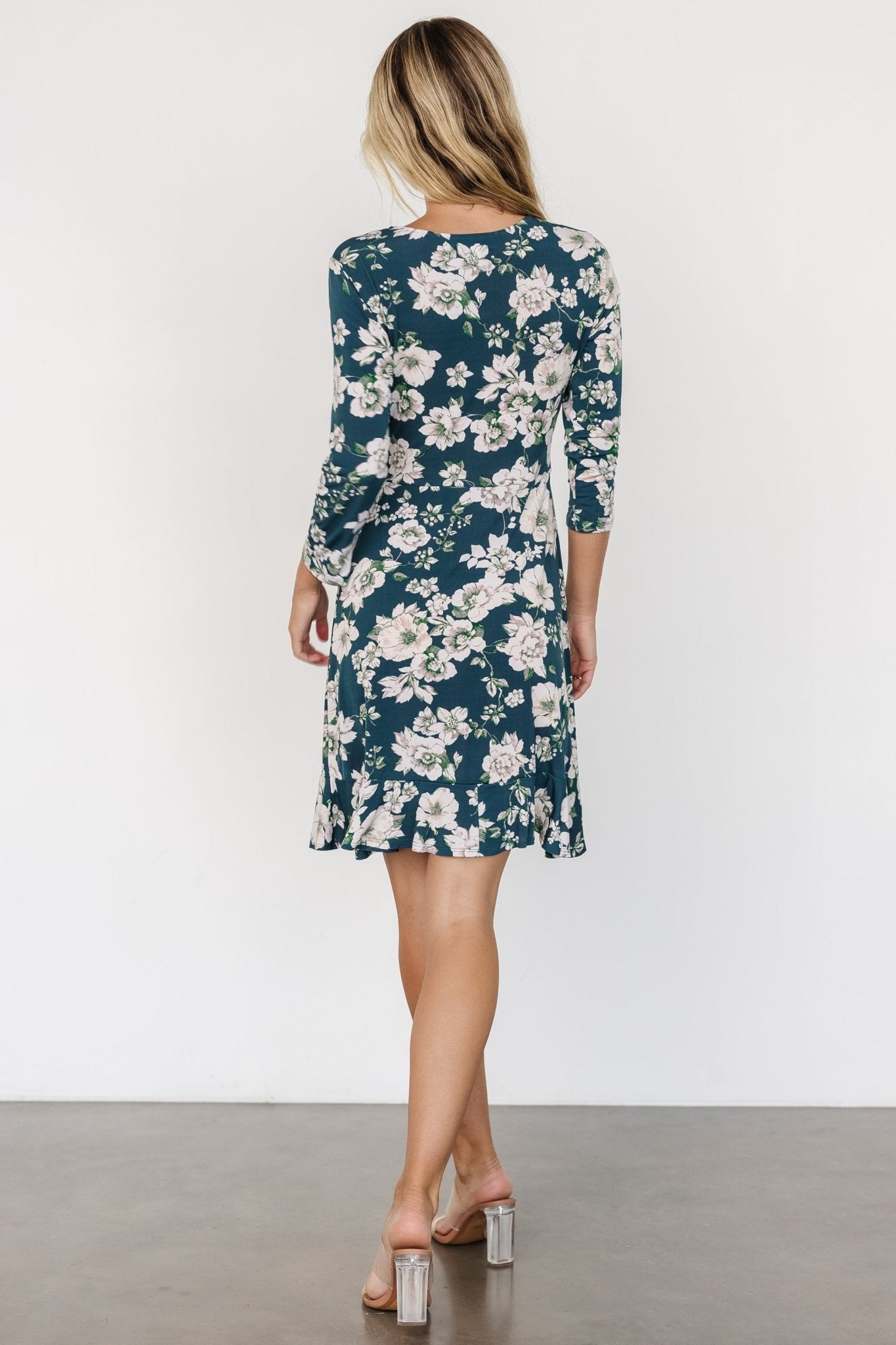 Declan Short Dress | Dark Green Floral For Sale