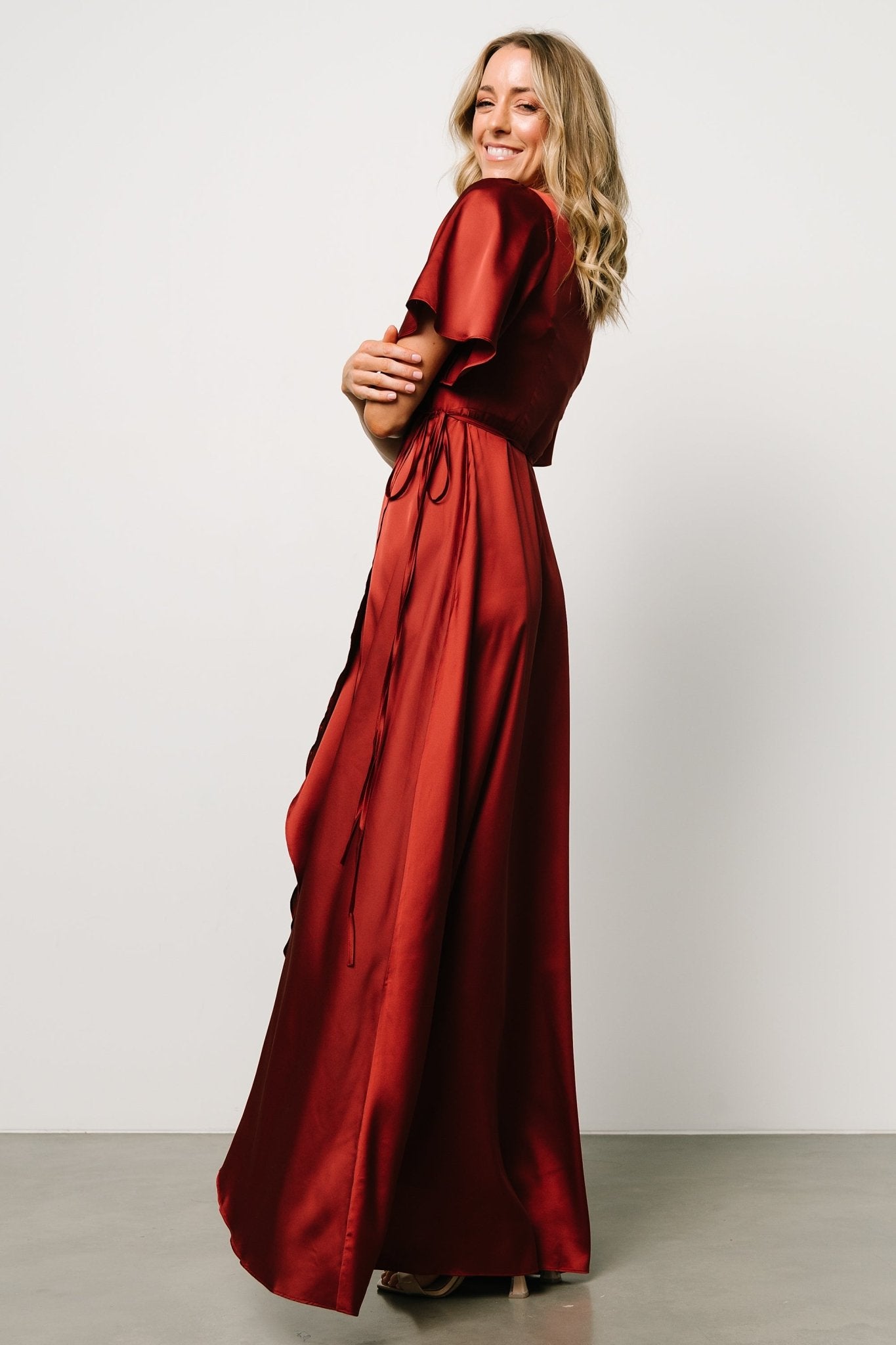 Vara Satin Maxi Wrap Dress | Terracotta Sale Ebay