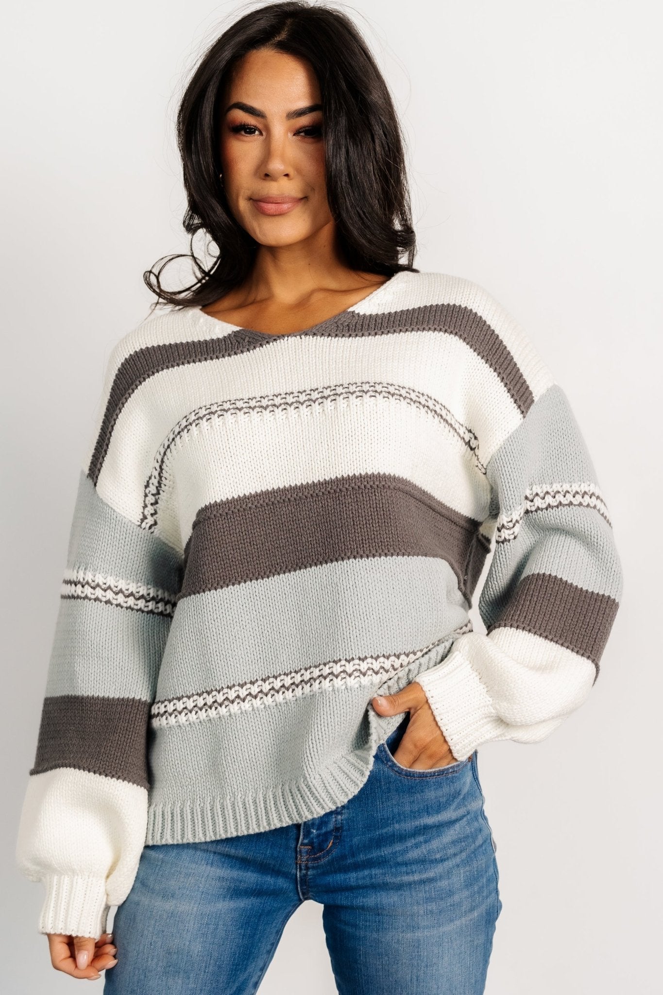 Glasgow Knit Sweater | Ivory Stripe Sale Fake