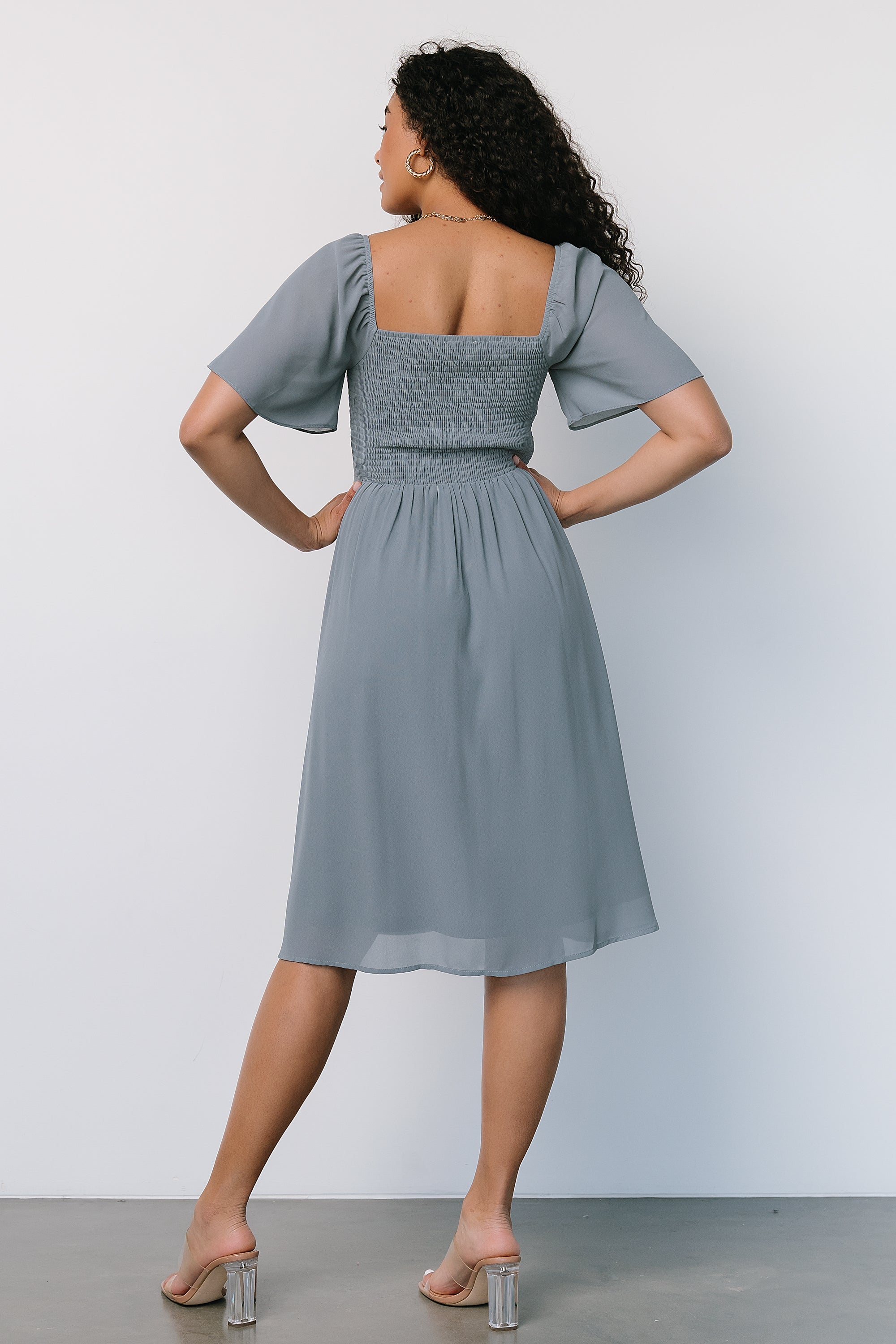 Colette Sweetheart Midi Dress | Dusty Blue Clearance Factory Outlet