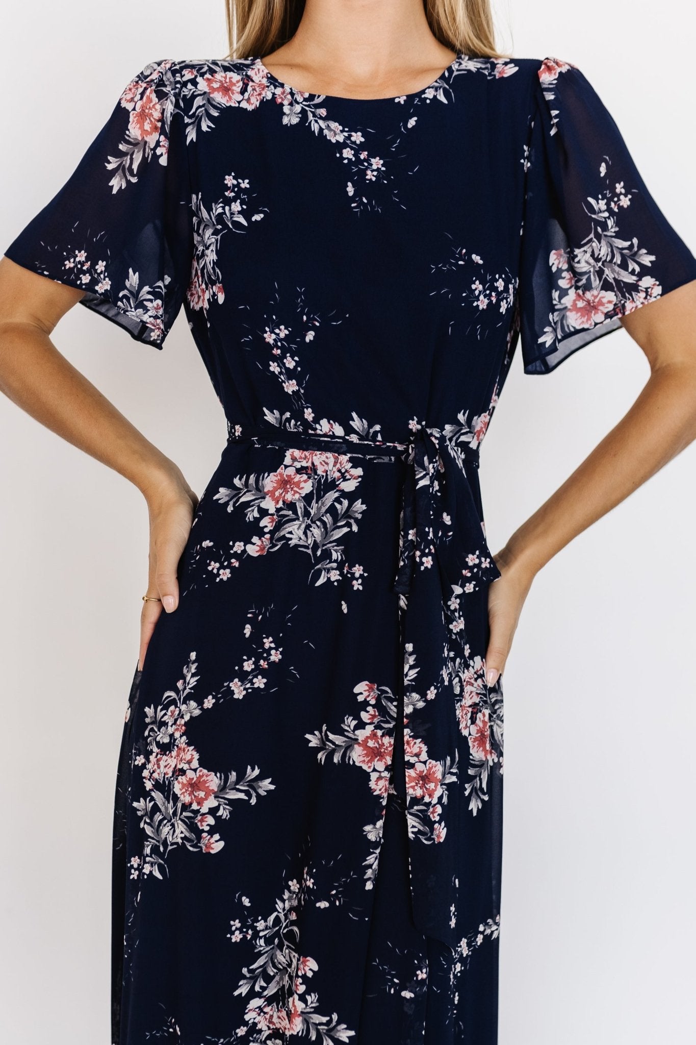 Naomi Short Sleeve Maxi Dress | Navy Floral Cheap Shop