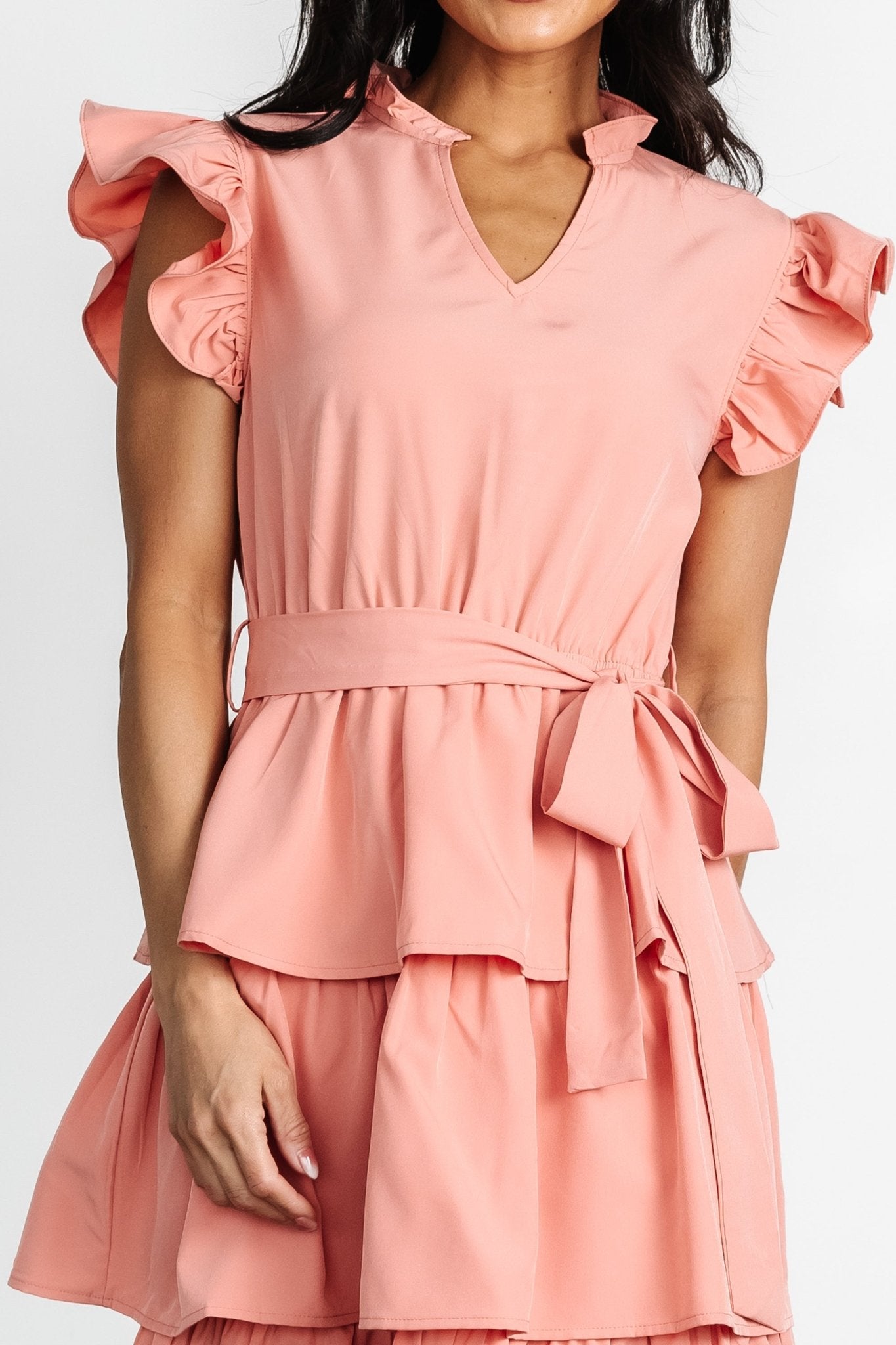 Chrysanthi Tiered Dress | Dusty Coral Clearance In China