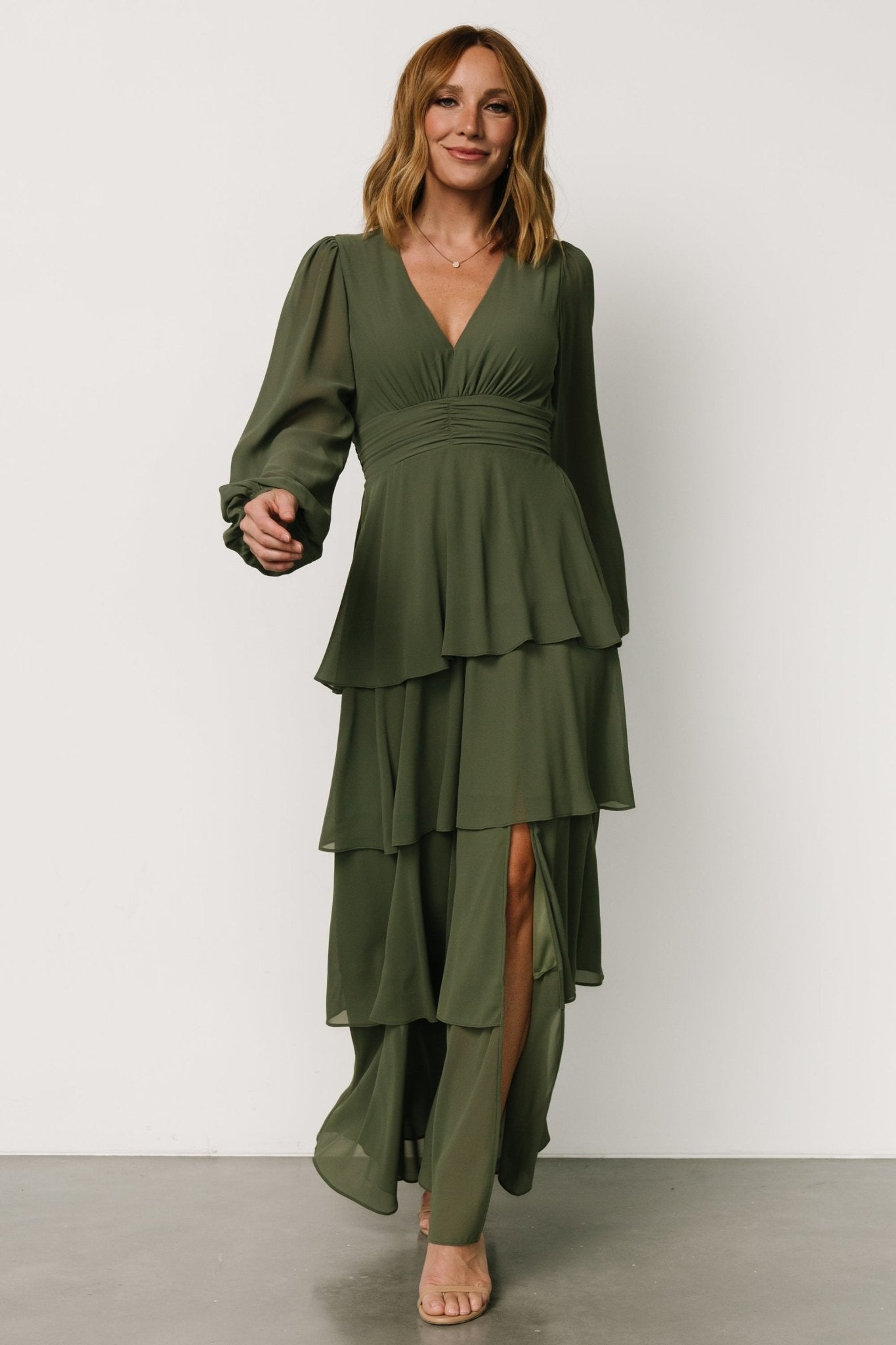 Mariella Tiered Maxi Dress | Dark Sage Free Shipping Largest Supplier