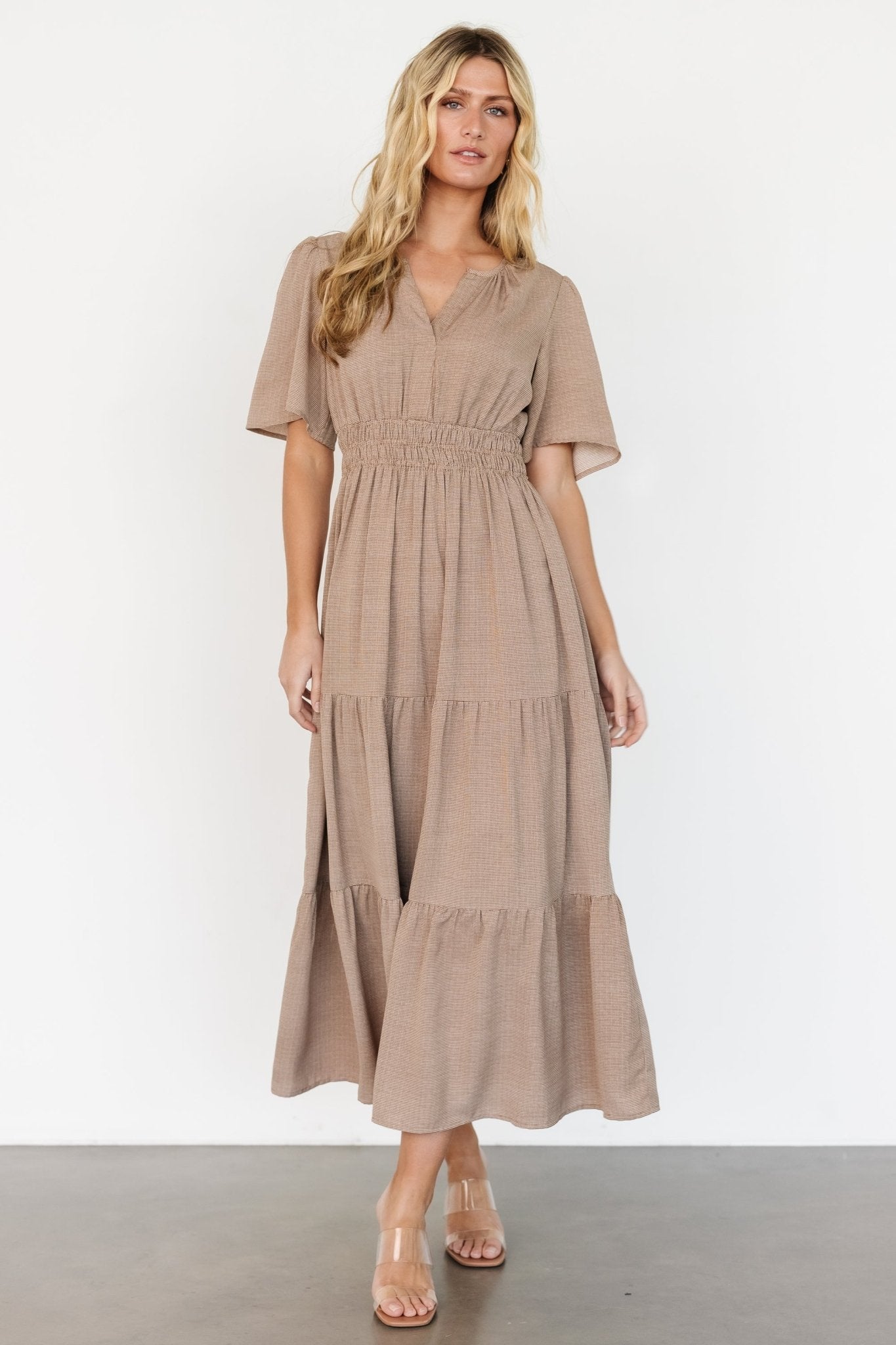 Danielle Tiered Maxi Dress | Brown Print Cheap Sale Manchester