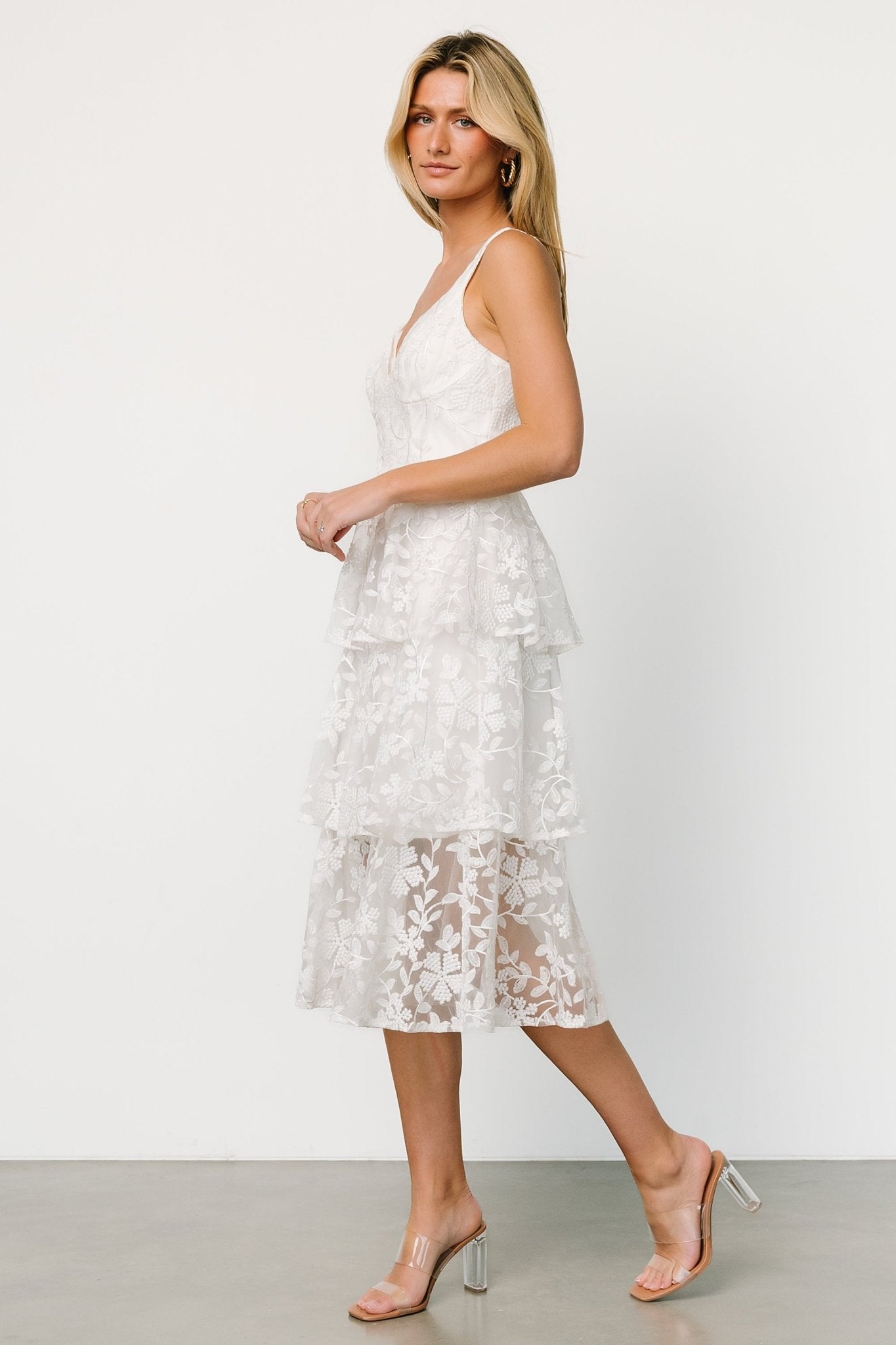 Giavanna Tiered Midi Dress | Off White Cheap Pice Cost