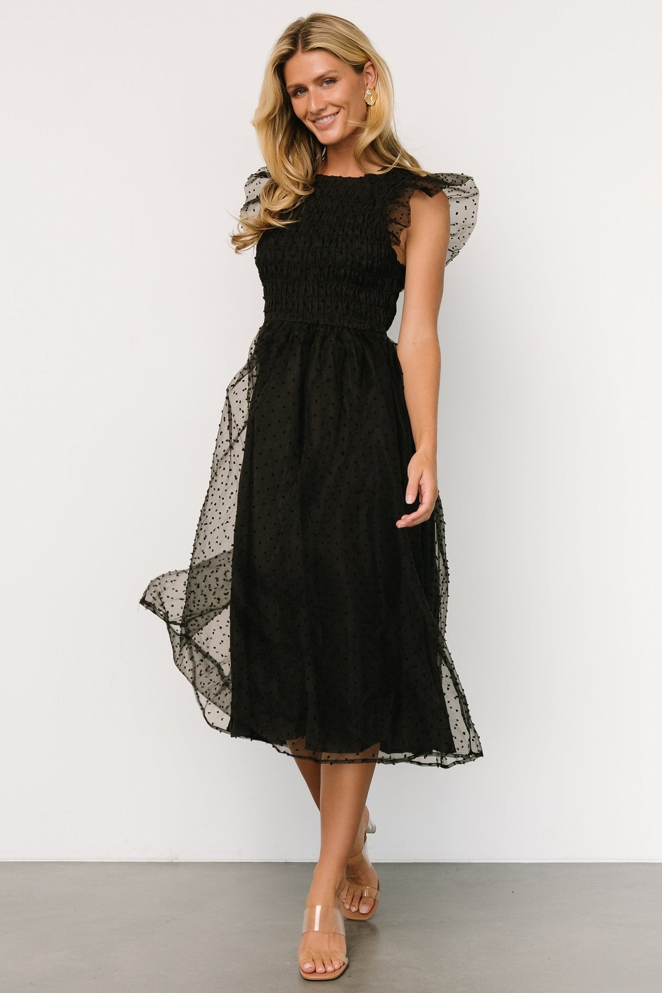 Alice Dot Midi Dress | Black Affordable Cheap Online