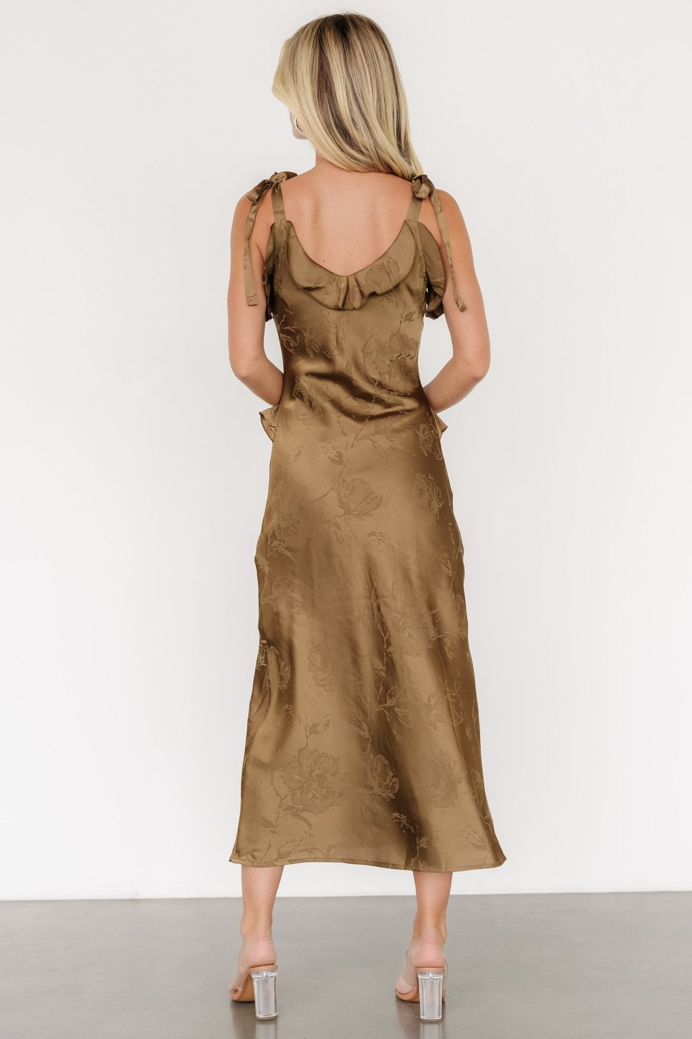 Gianni Satin Ruffle Dress | Olive Cheap Best Wholesale