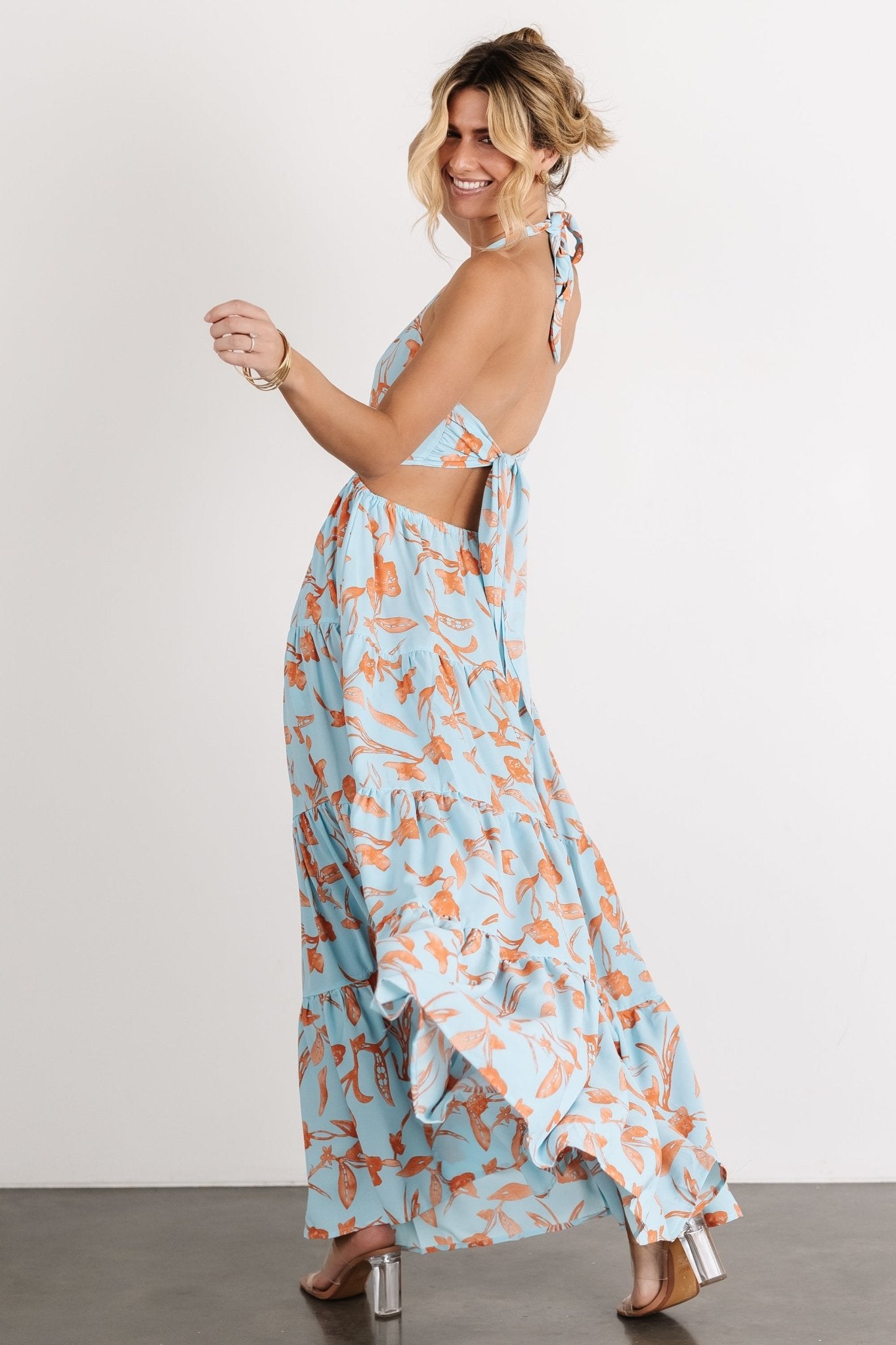 Laie Back Tie Maxi Dress | Blue + Orange Shop For Cheap Online