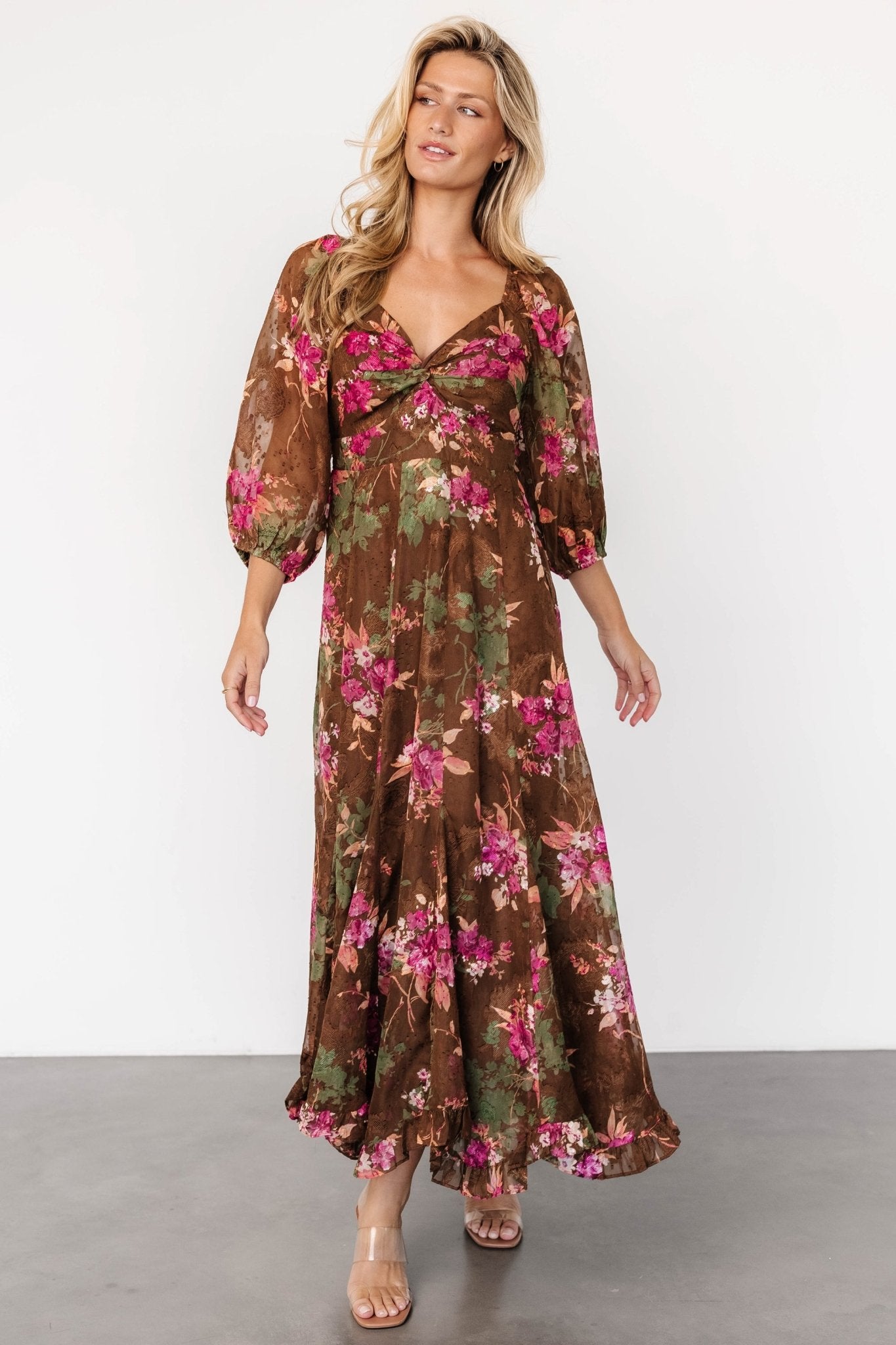 Estefania Maxi Dress | Brown Floral Shipping Discount Sale