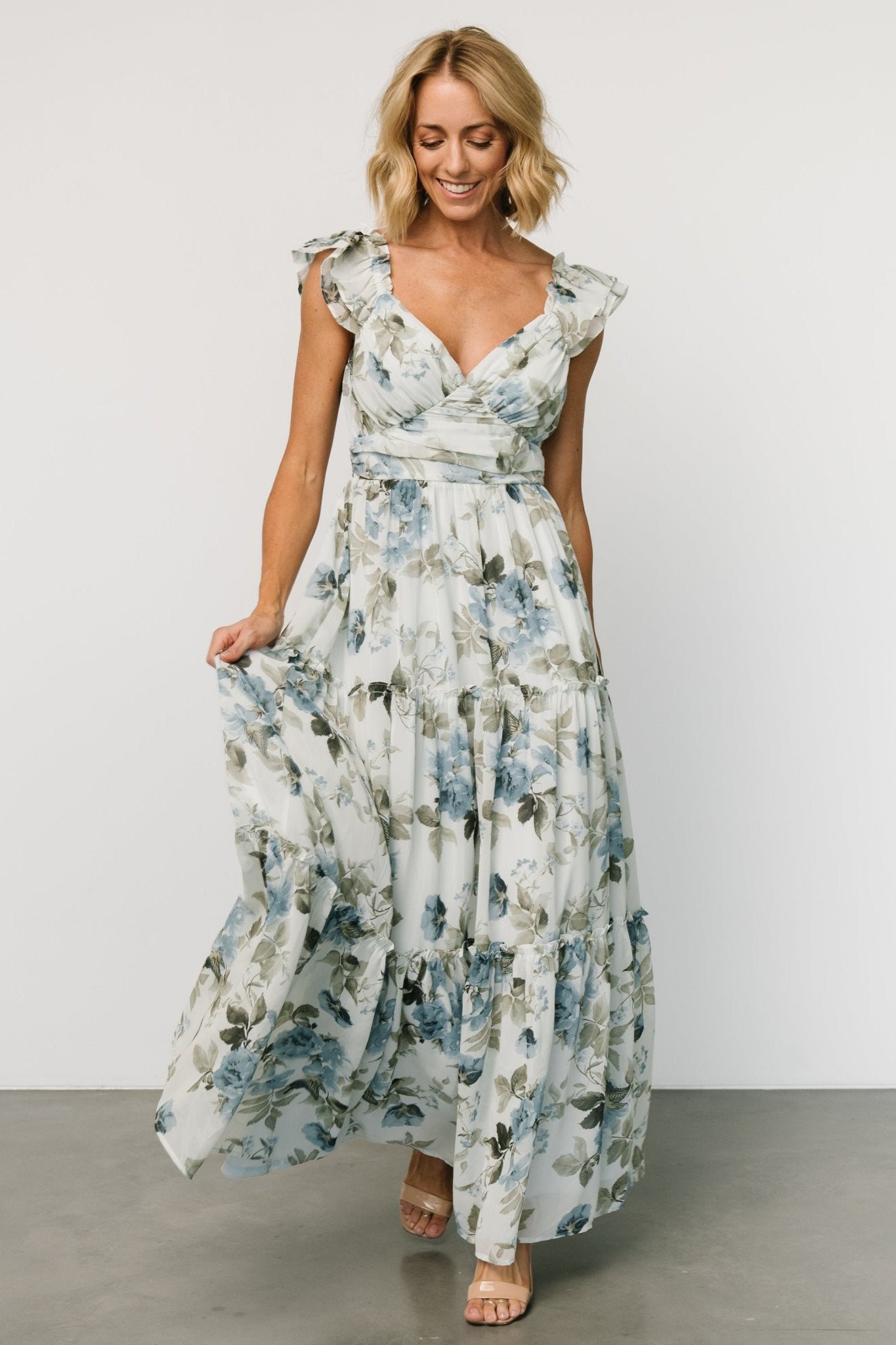 Martina Maxi Dress | Light Blue Floral Manchester Great Sale Cheap Online