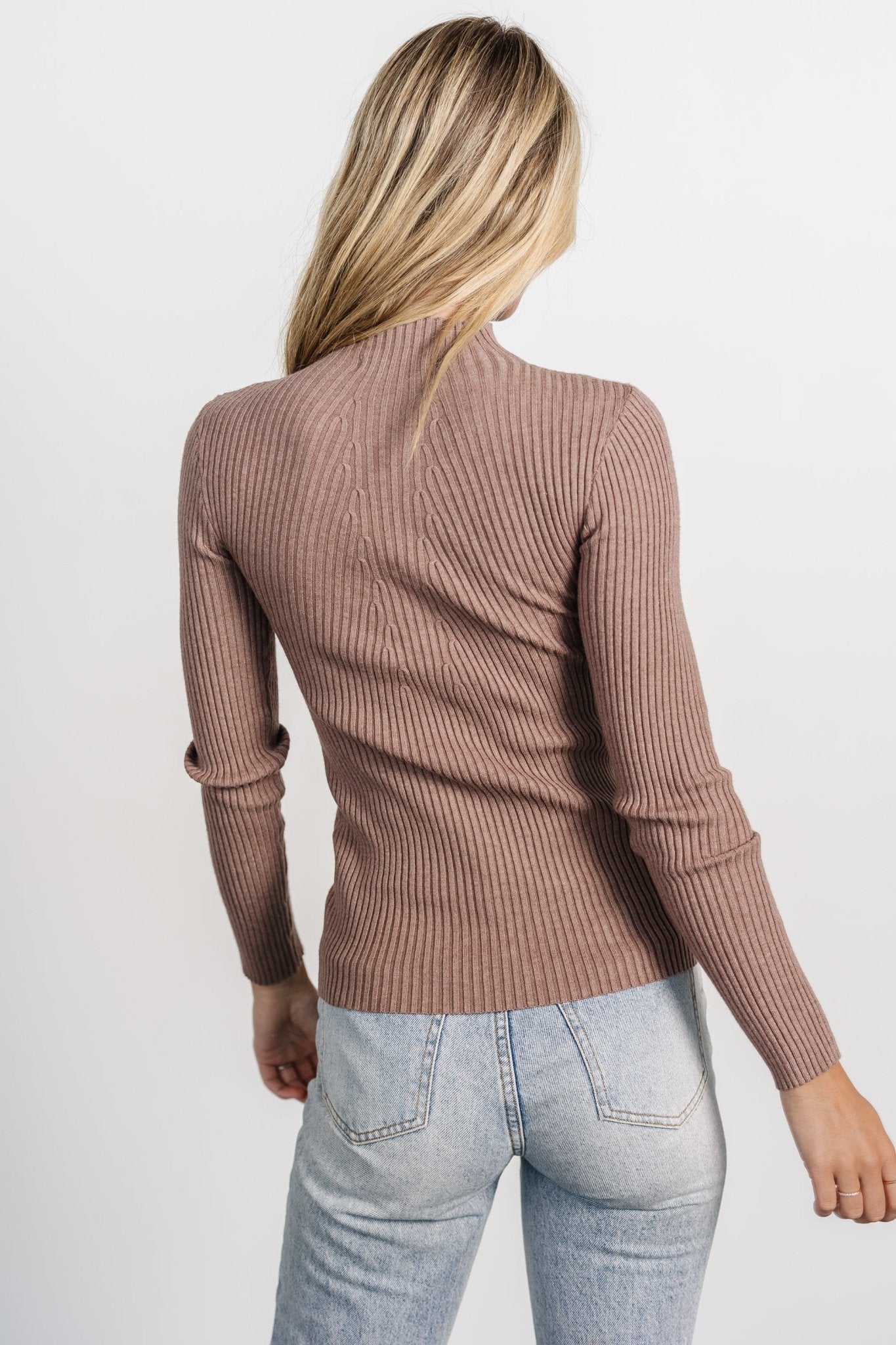 Ari Ribbed Long Sleeve Top | Mocha For Cheap